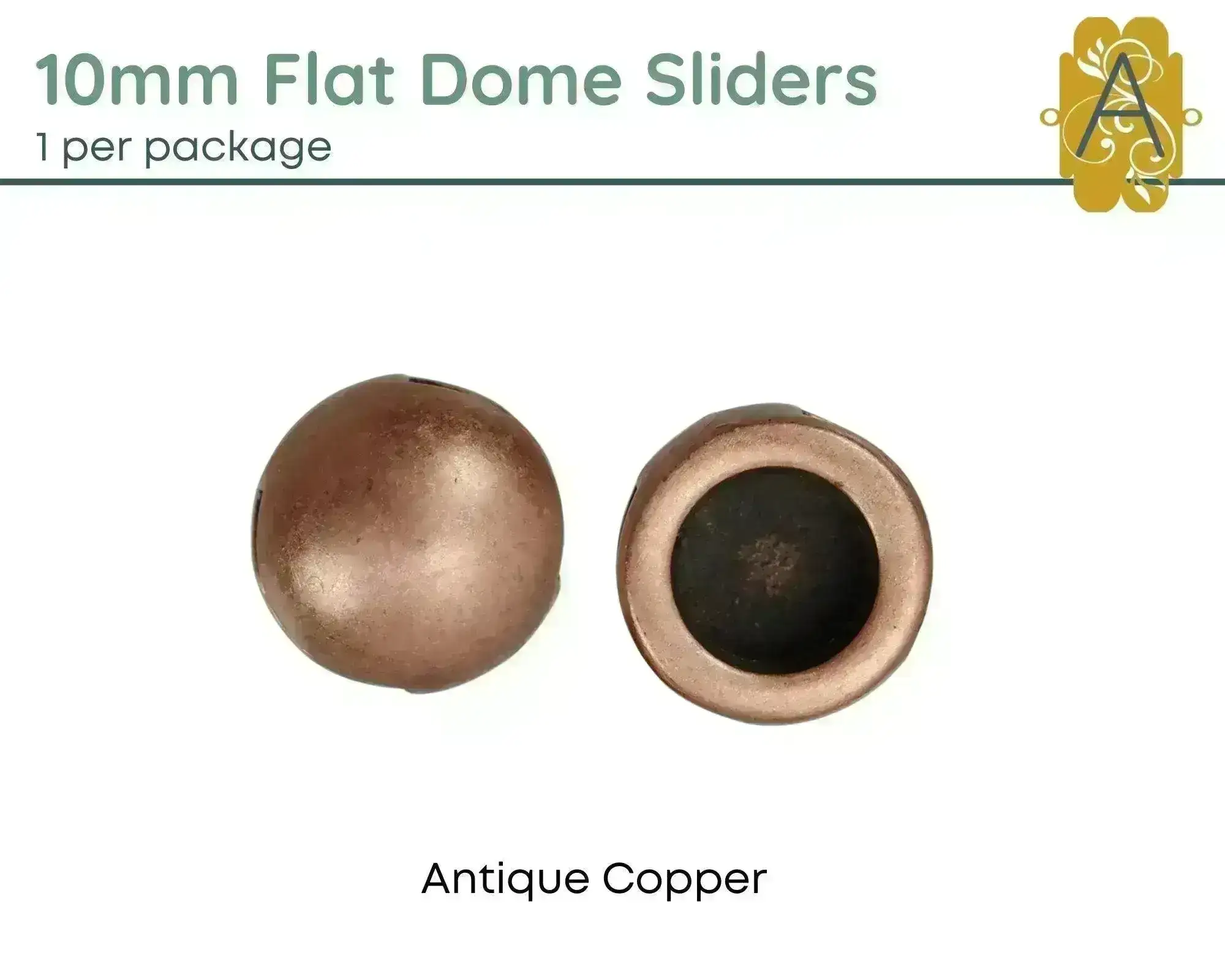 Dome Sliders for Leather or Cork, 10mm, in 4 Finishes - Image 3