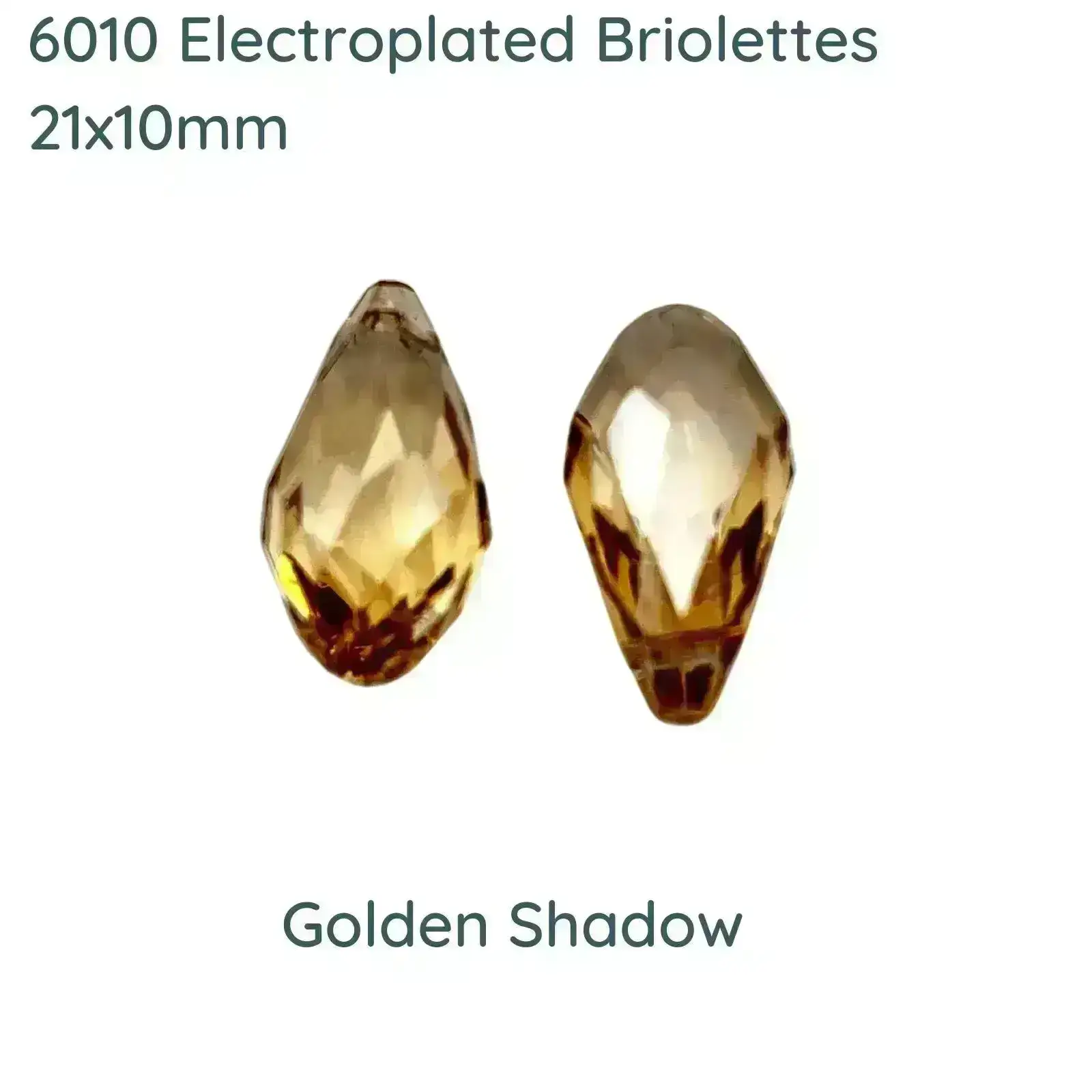 Faceted Electroplated Briolettes, 6010 Style, 21x10mm - Image 3