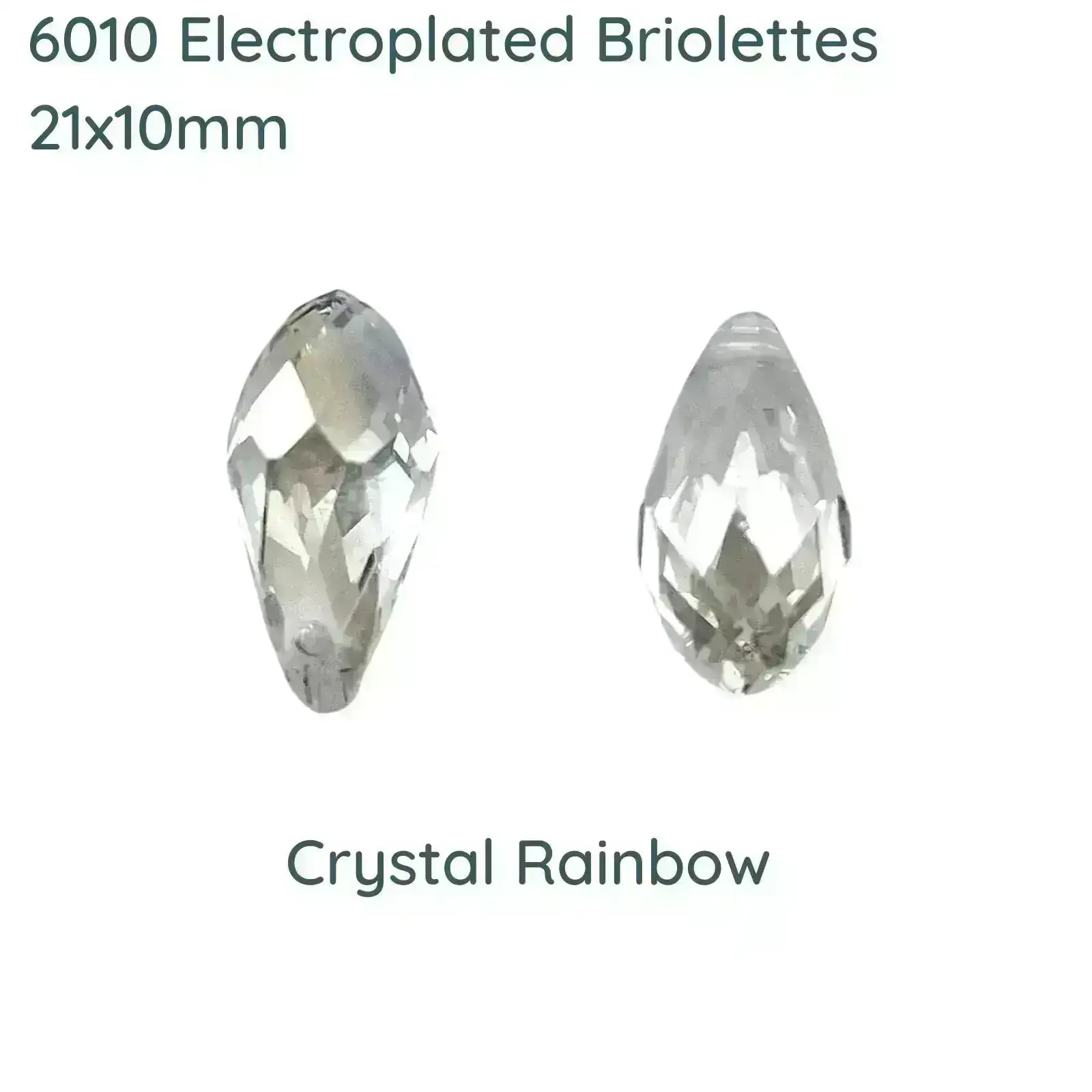 Faceted Electroplated Briolettes, 6010 Style, 21x10mm - Image 4