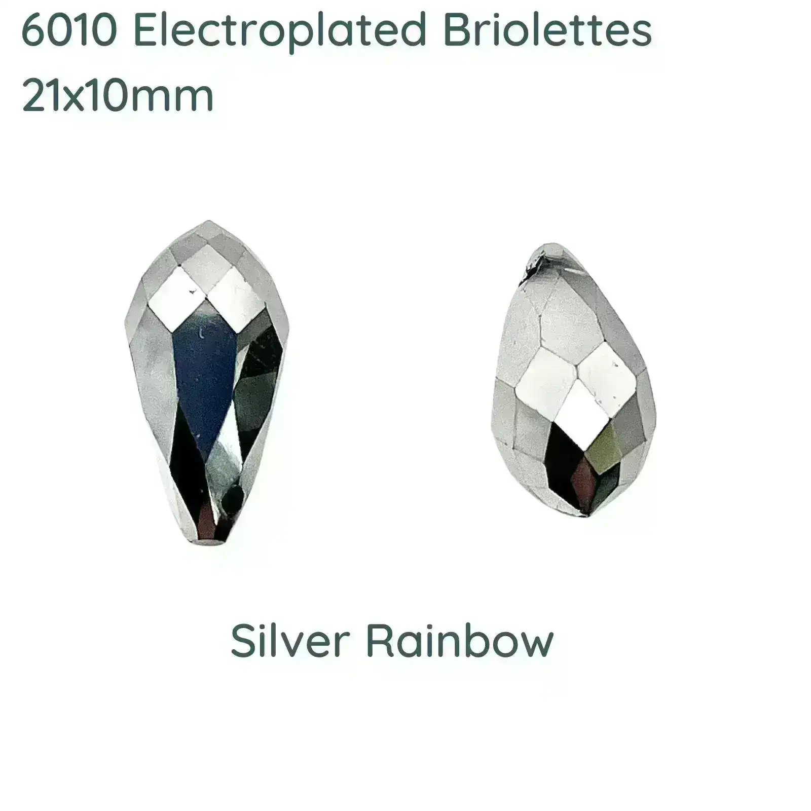 Faceted Electroplated Briolettes, 6010 Style, 21x10mm - Image 5