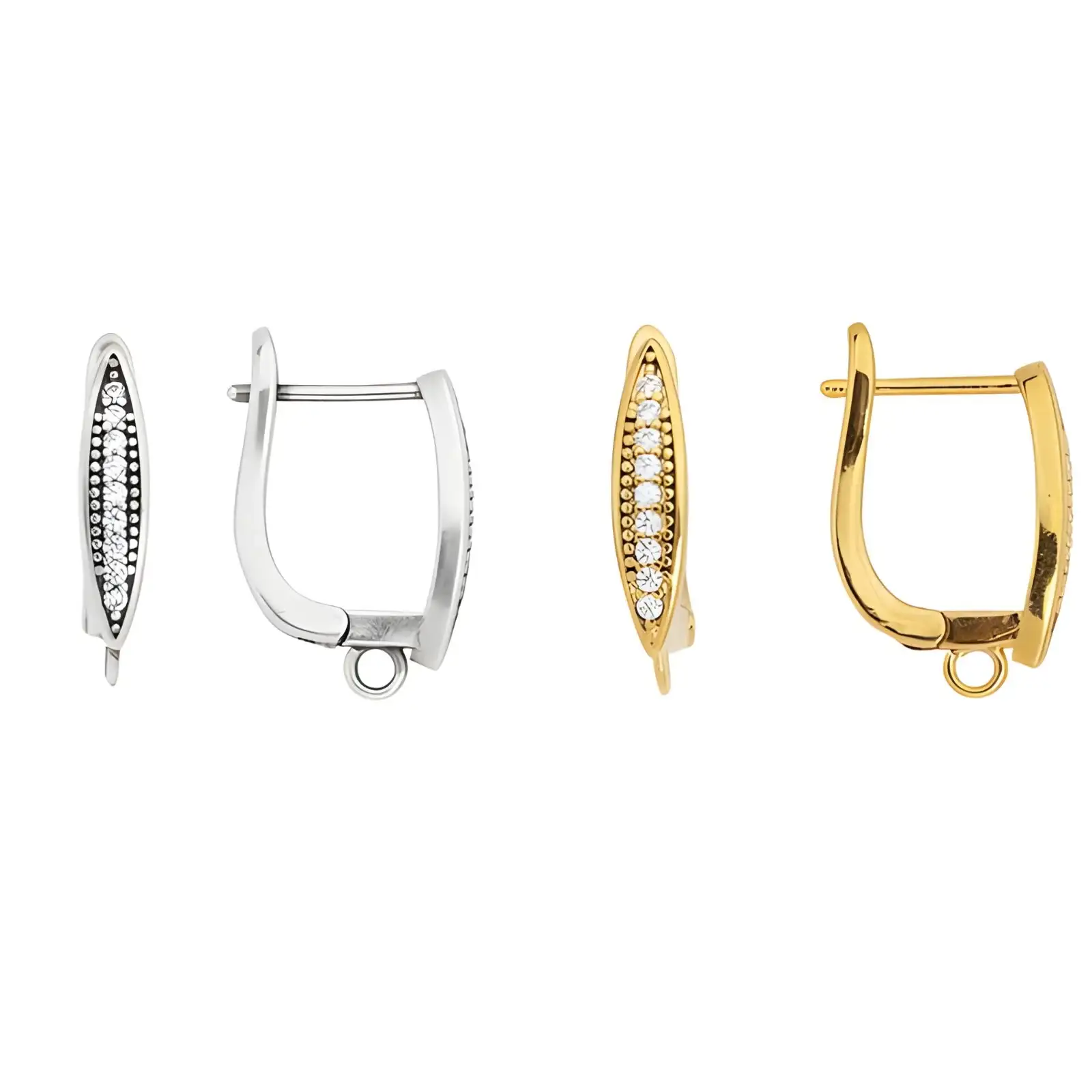 Marquise Pave Leverback Earrings, 1 Pair