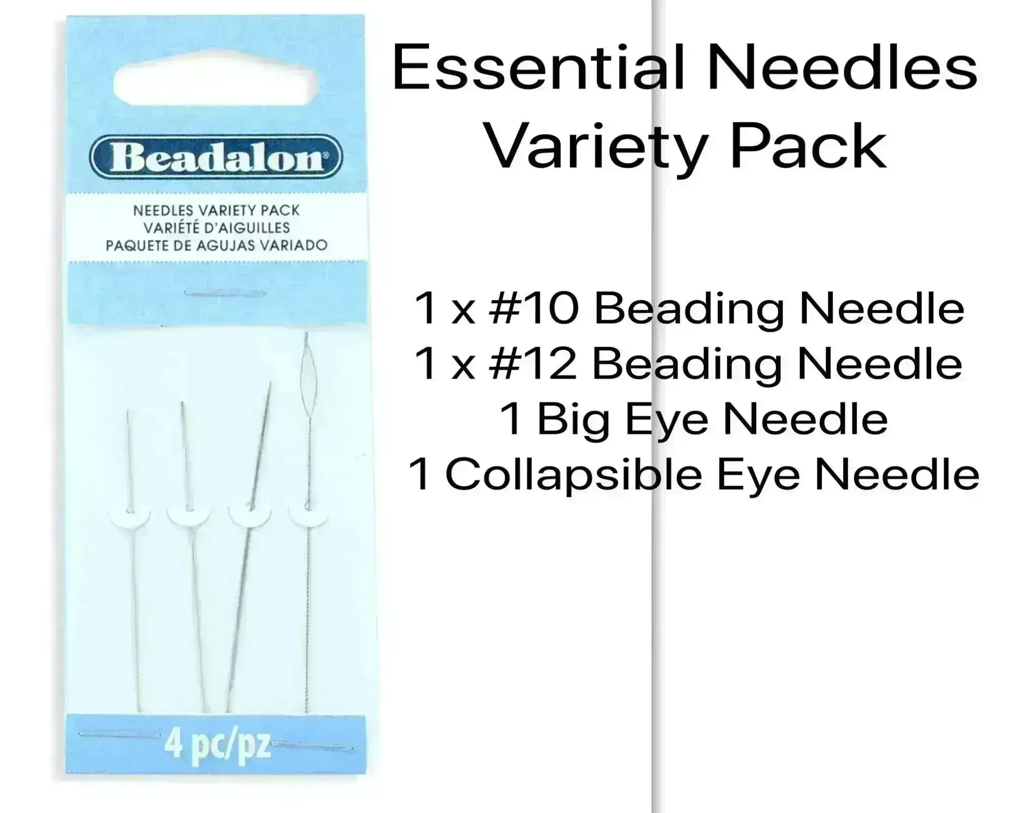 Essential Needles Variety Pack, #10, #12, Big Eye & Collapsible Eye Needle