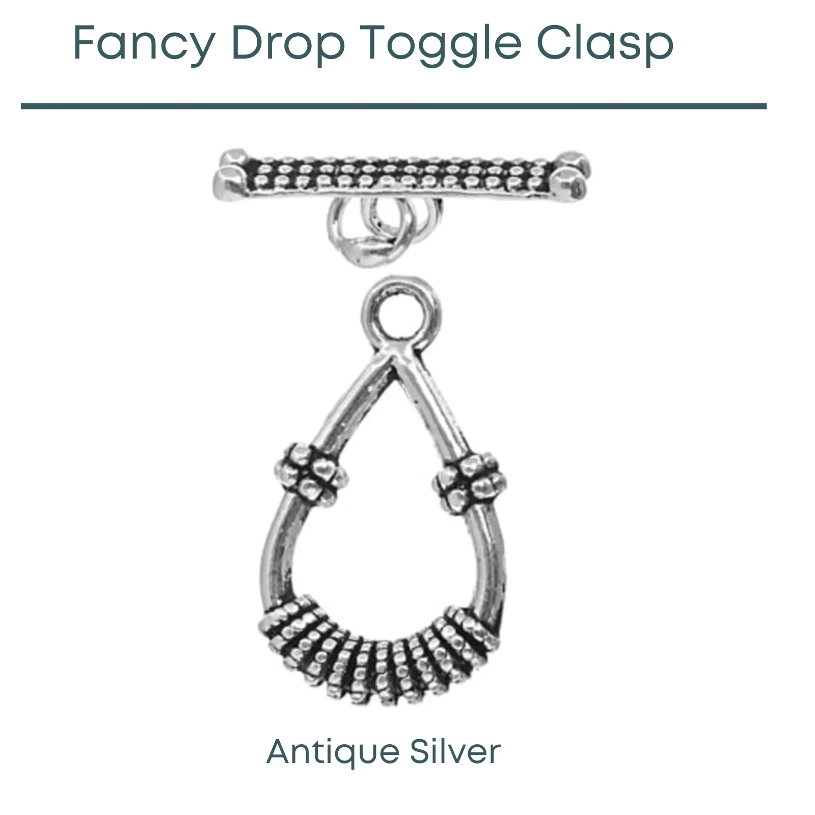 Fancy Drop Toggle Clasp, 2 Finishes - Image 3