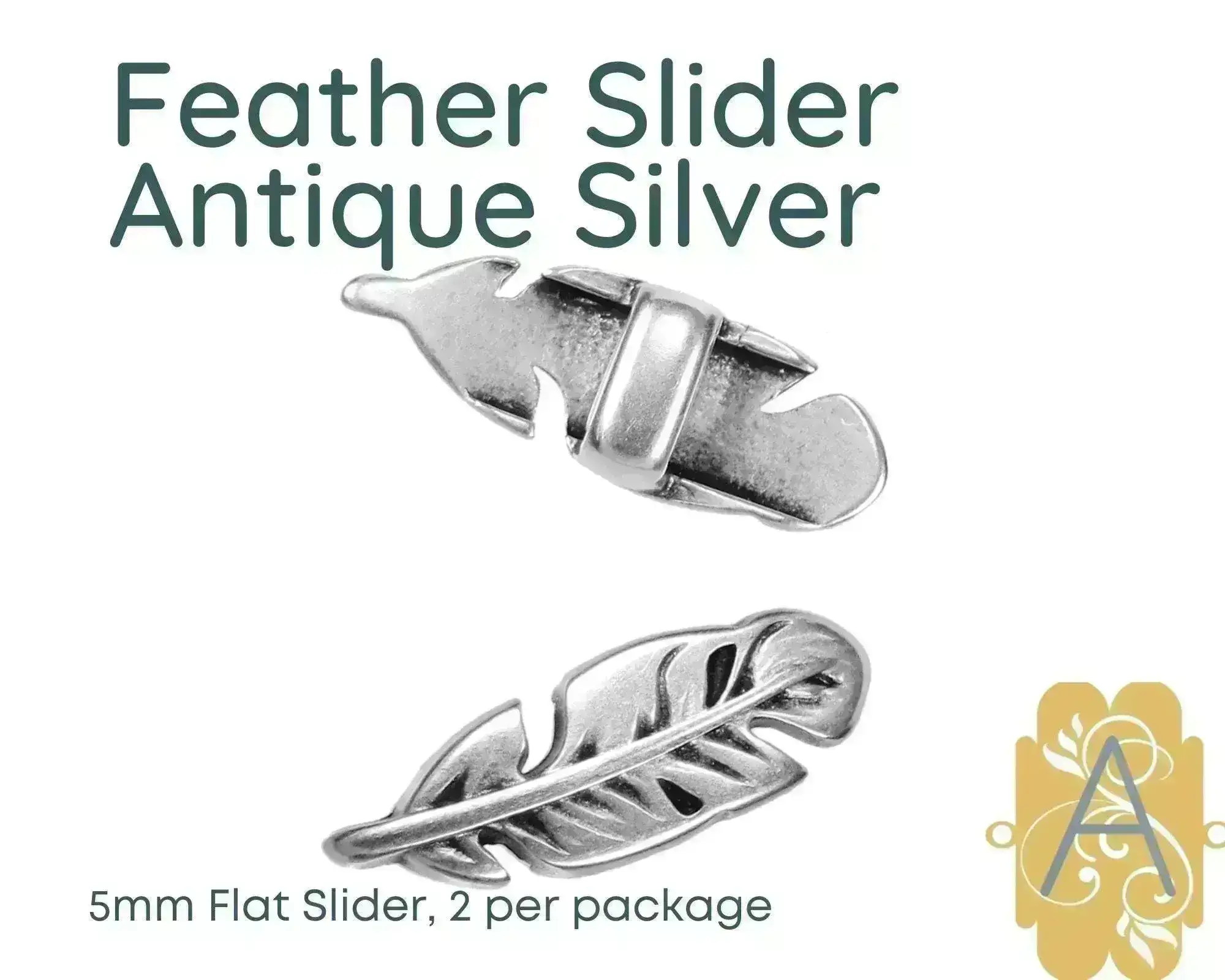Feather Sliders for Leather or Cork, 5mm, in 4 Finishes - Image 4