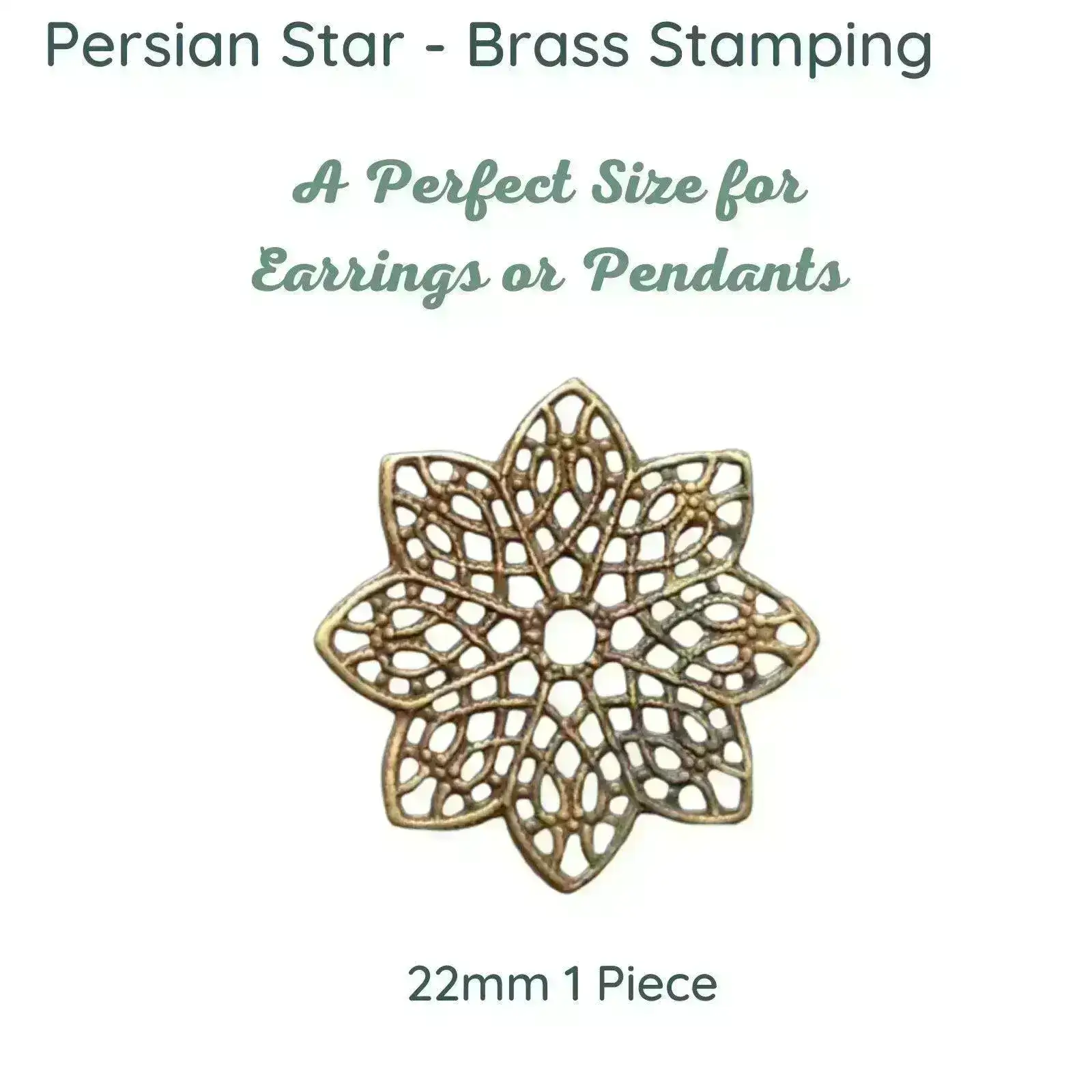 Persian Star, Filigree Collection Brass,2 Pieces, Brass Stamping