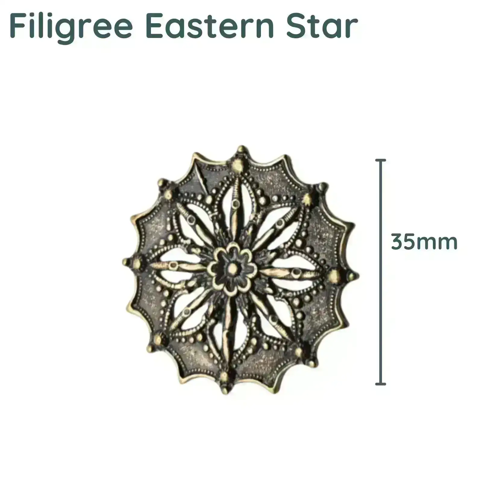 Filigree Eastern Star, Link or Connector, 2 Finishes - Image 2