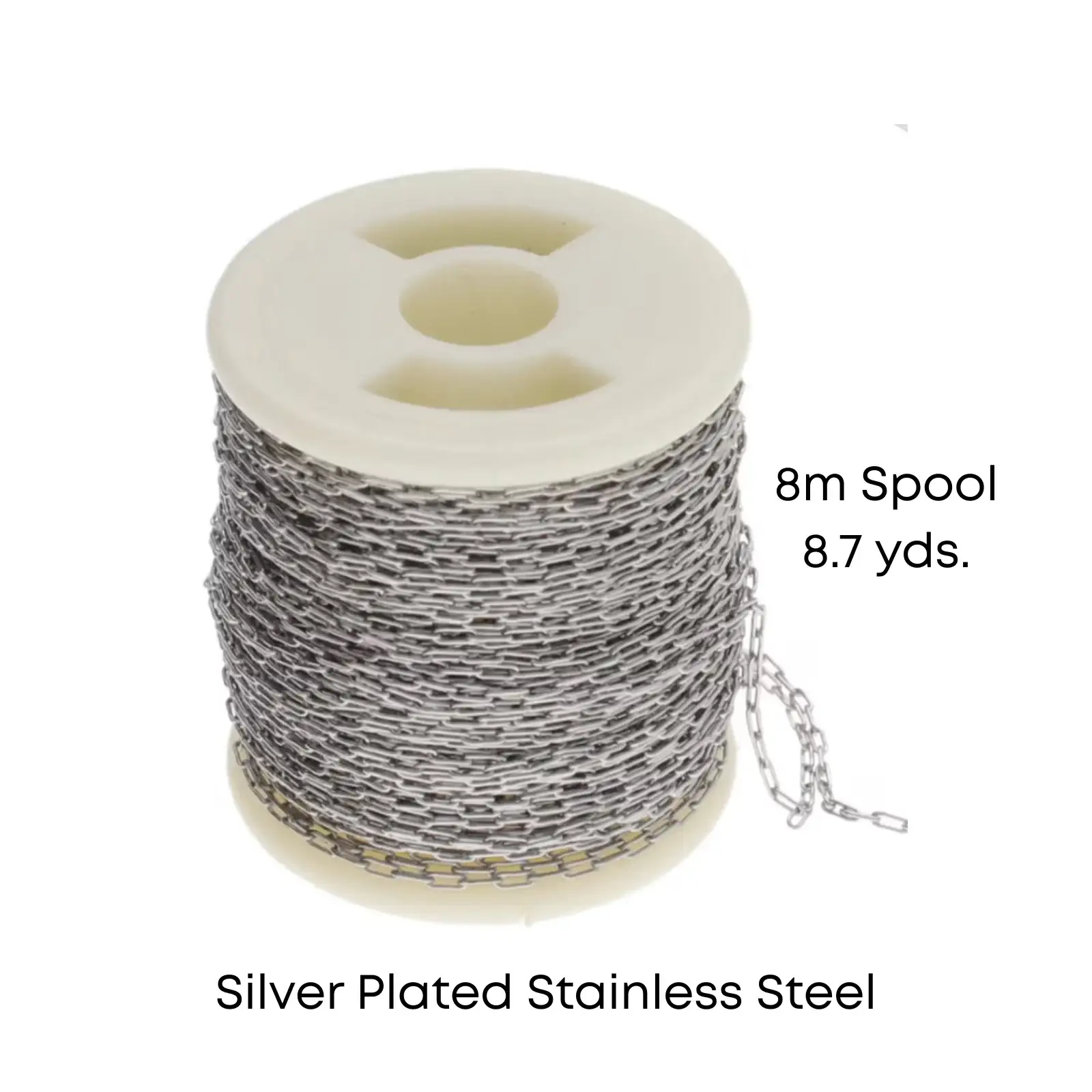 Fine Beading Chain, Stainless Steel, 8m. - Image 3