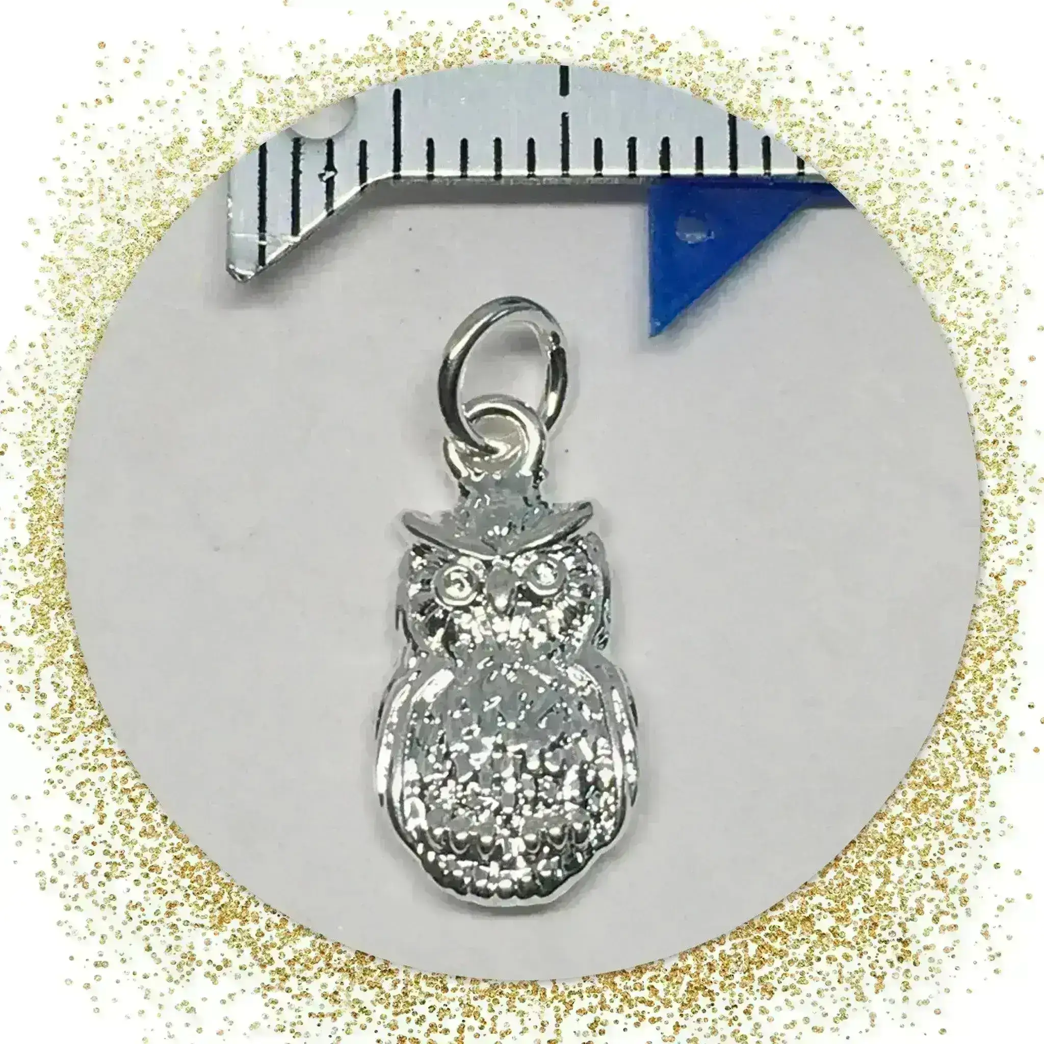 Owl Charm or Pendant, Fine Silver Plated