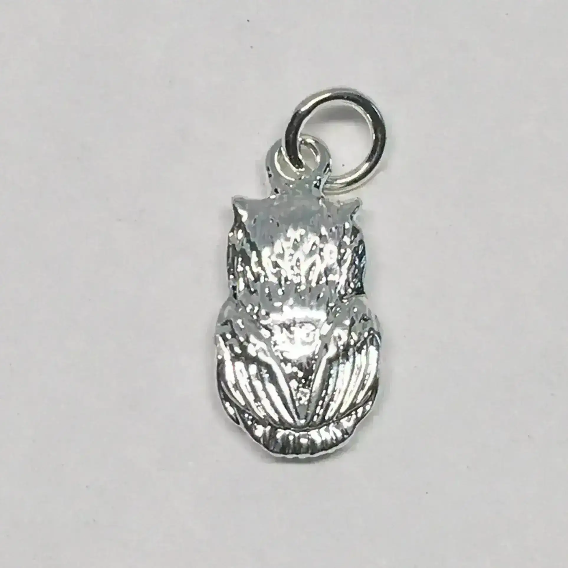 Owl Charm or Pendant, Fine Silver Plated - Image 2