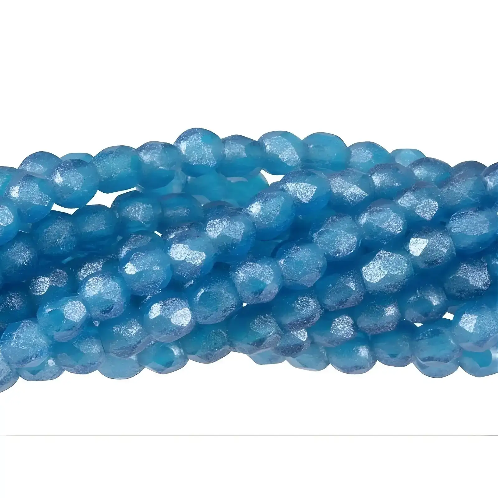 Fire Polish Beads, 2mm, Flash Pearl Capri Blue