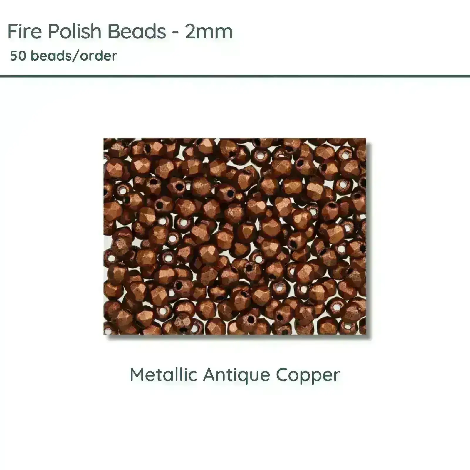 Fire Polish Beads, 2mm, Metallic Antique Copper, 50 pieces