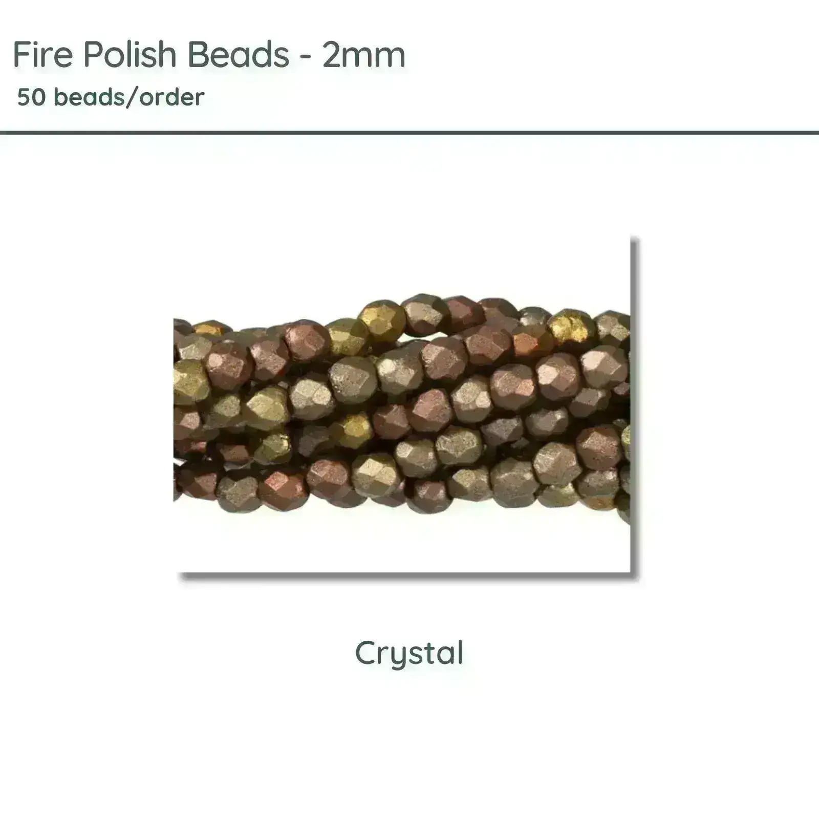 Fire Polish Beads, 2mm, Metallic Gold Iris, 50 pieces