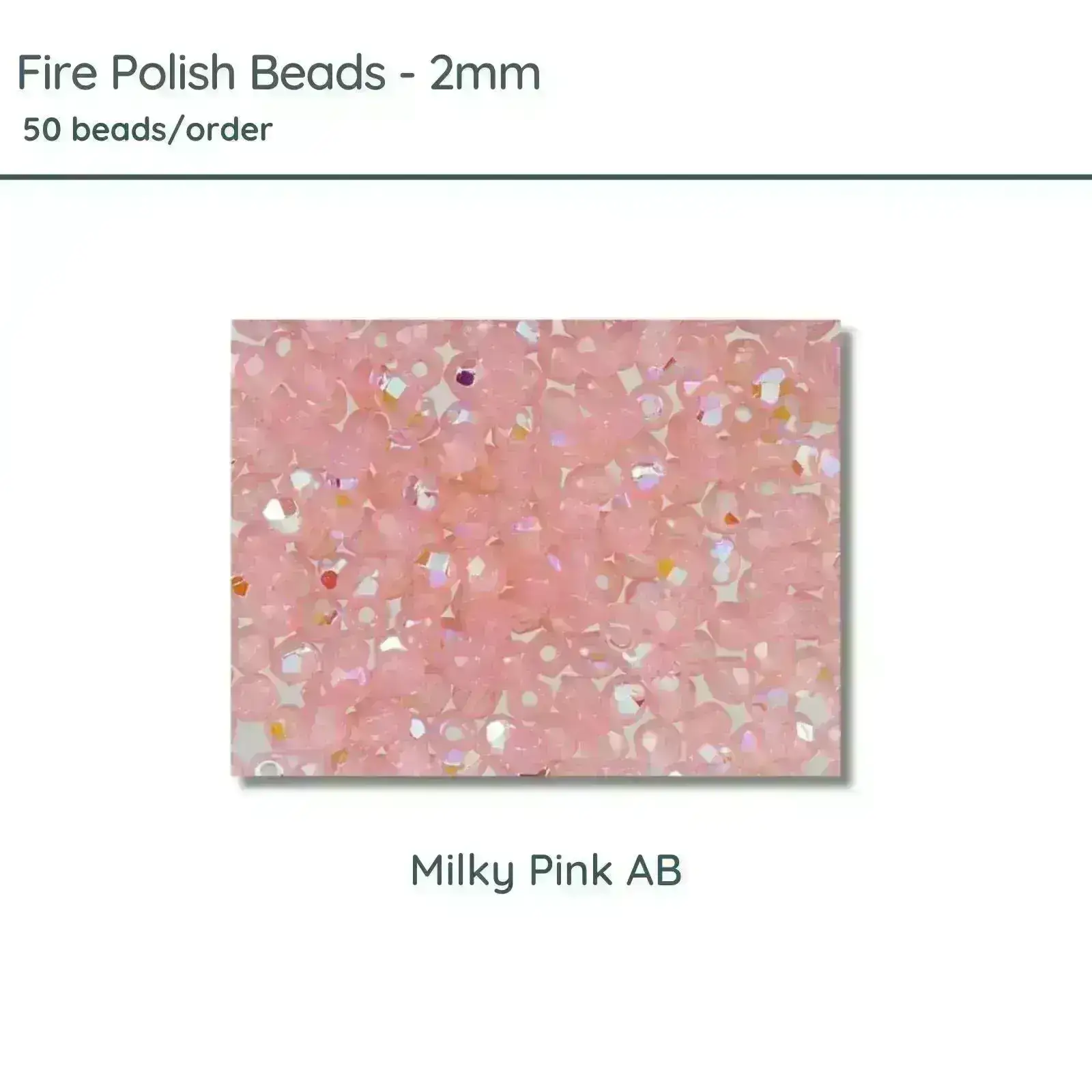 Fire Polish Beads, 2mm, Milky Pink AB