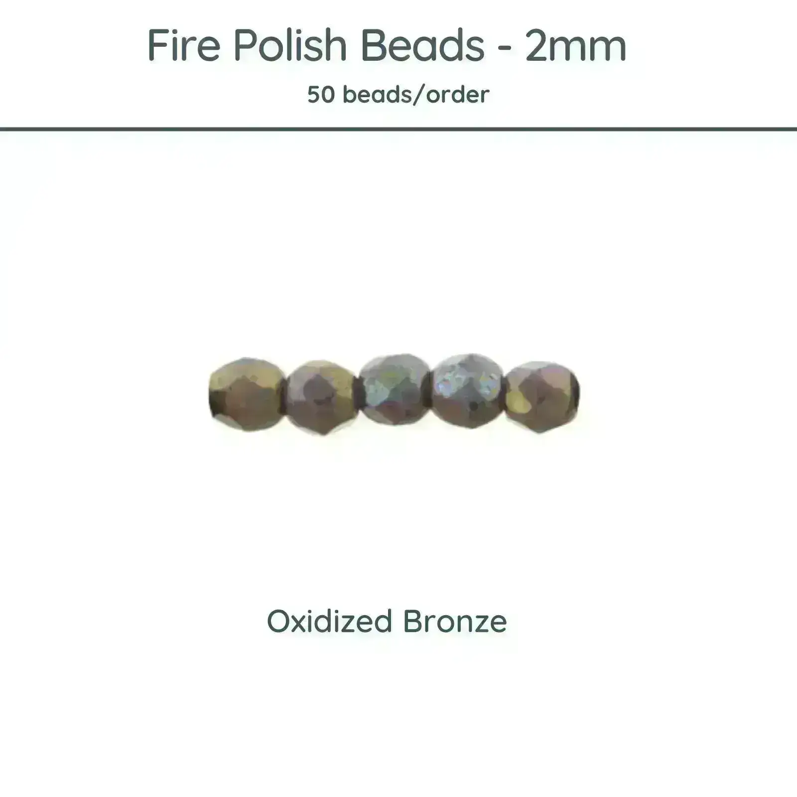 Fire Polish Beads, 2mm, Oxidized Bronze
