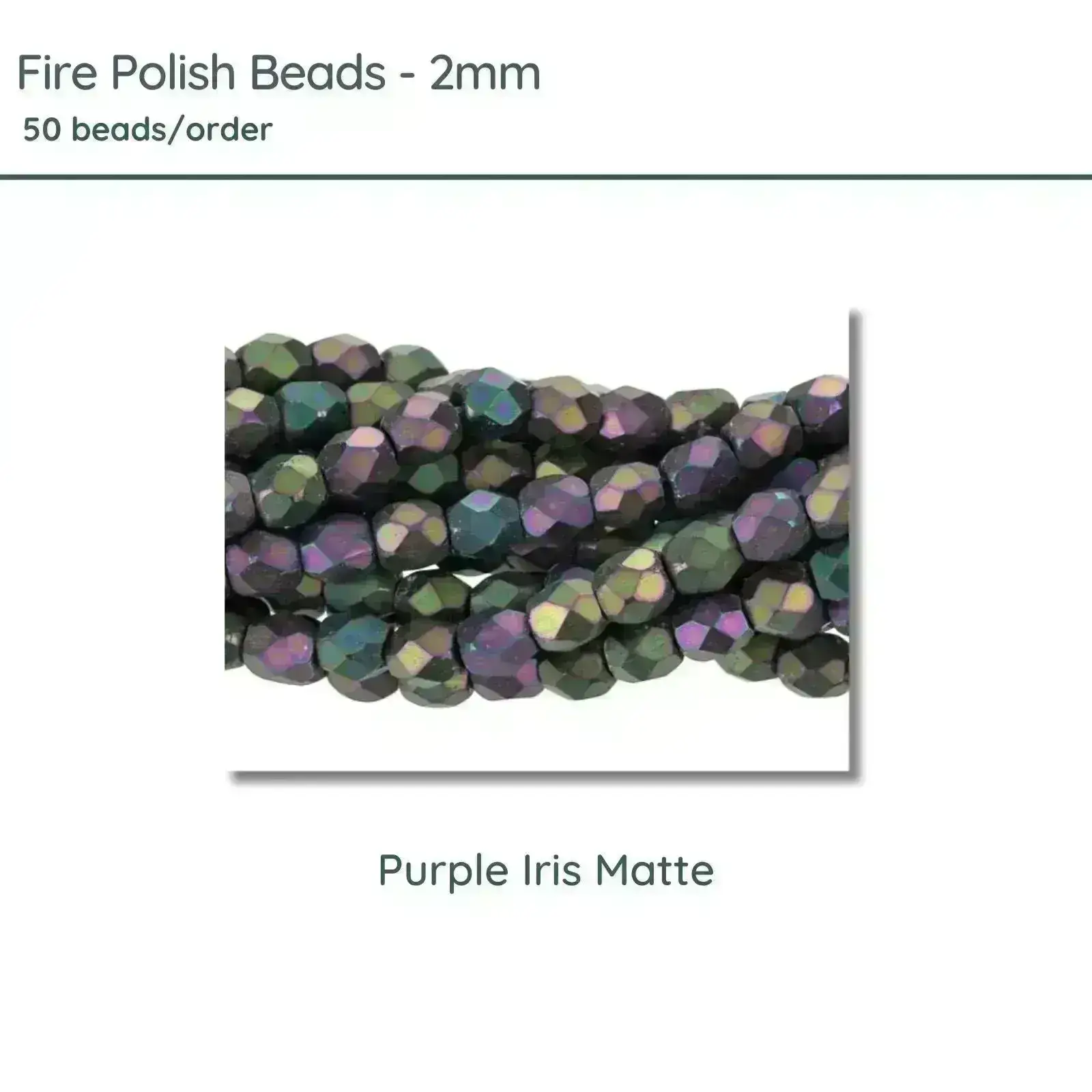 Fire Polish Beads, 2mm, Purple Iris Matte