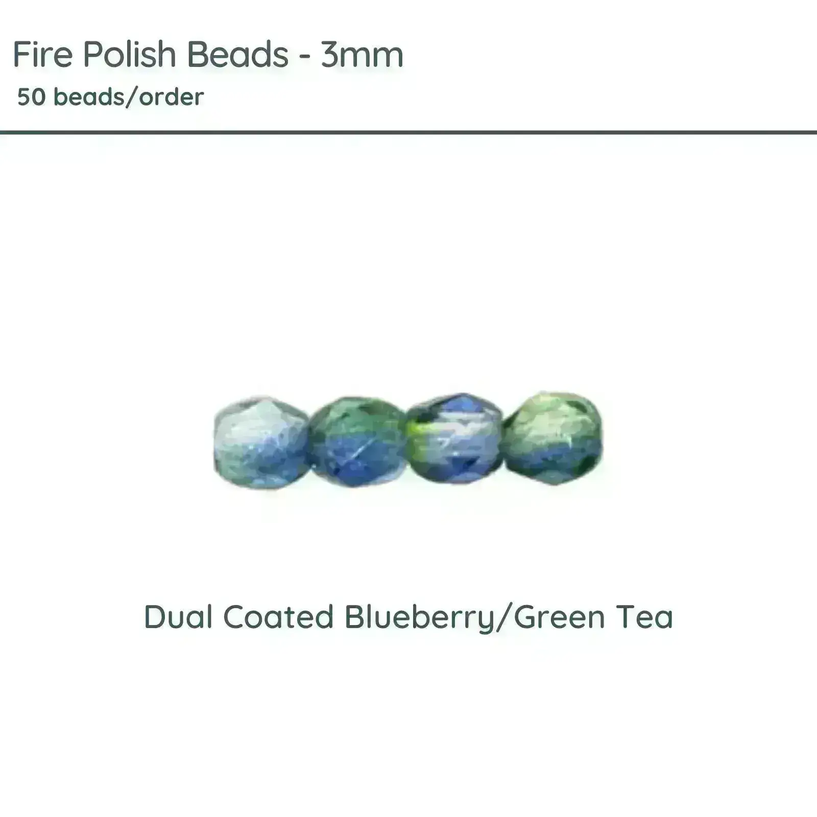 Fire Polish Beads, 3mm, Double Coated Blueberry Green Tea, 50 pieces