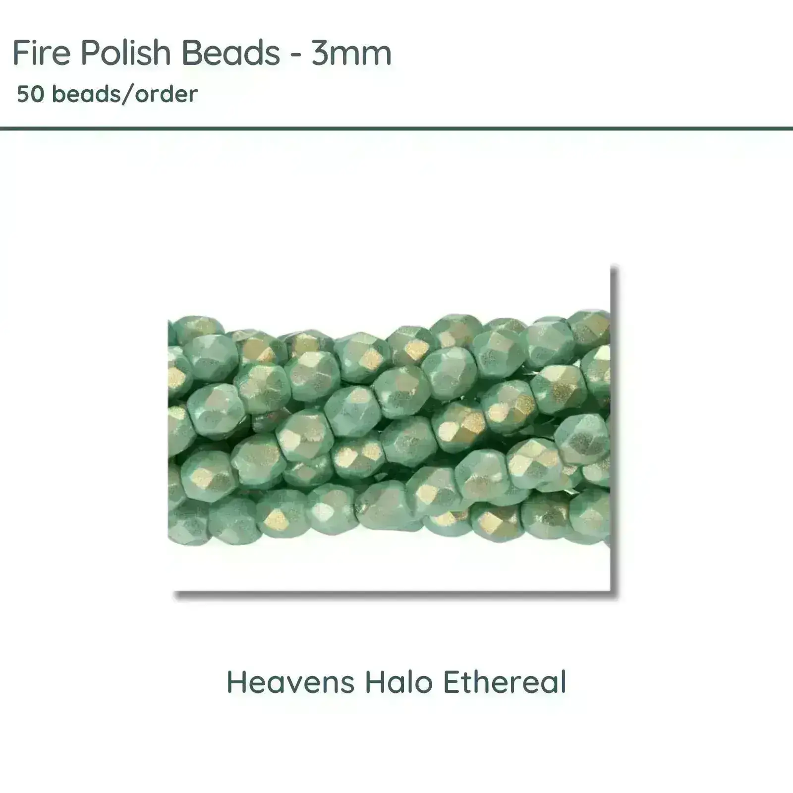 Fire Polish Beads, 3mm, Heavens Halo Ethereal, 50 pieces