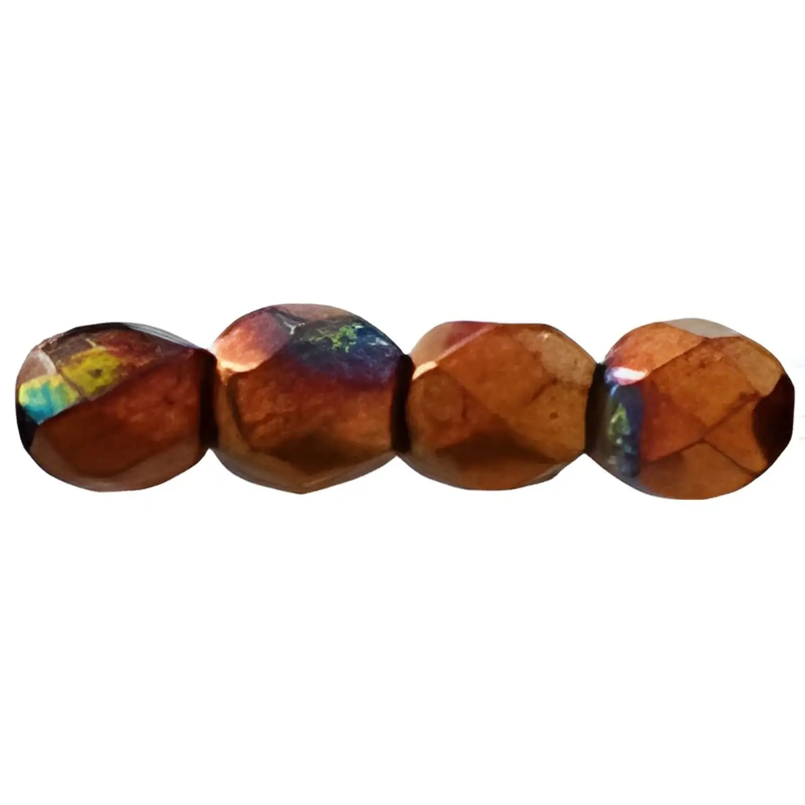 Fire Polish Beads, 3mm, Luster Bronze Iris Opaque Red, 50 pieces