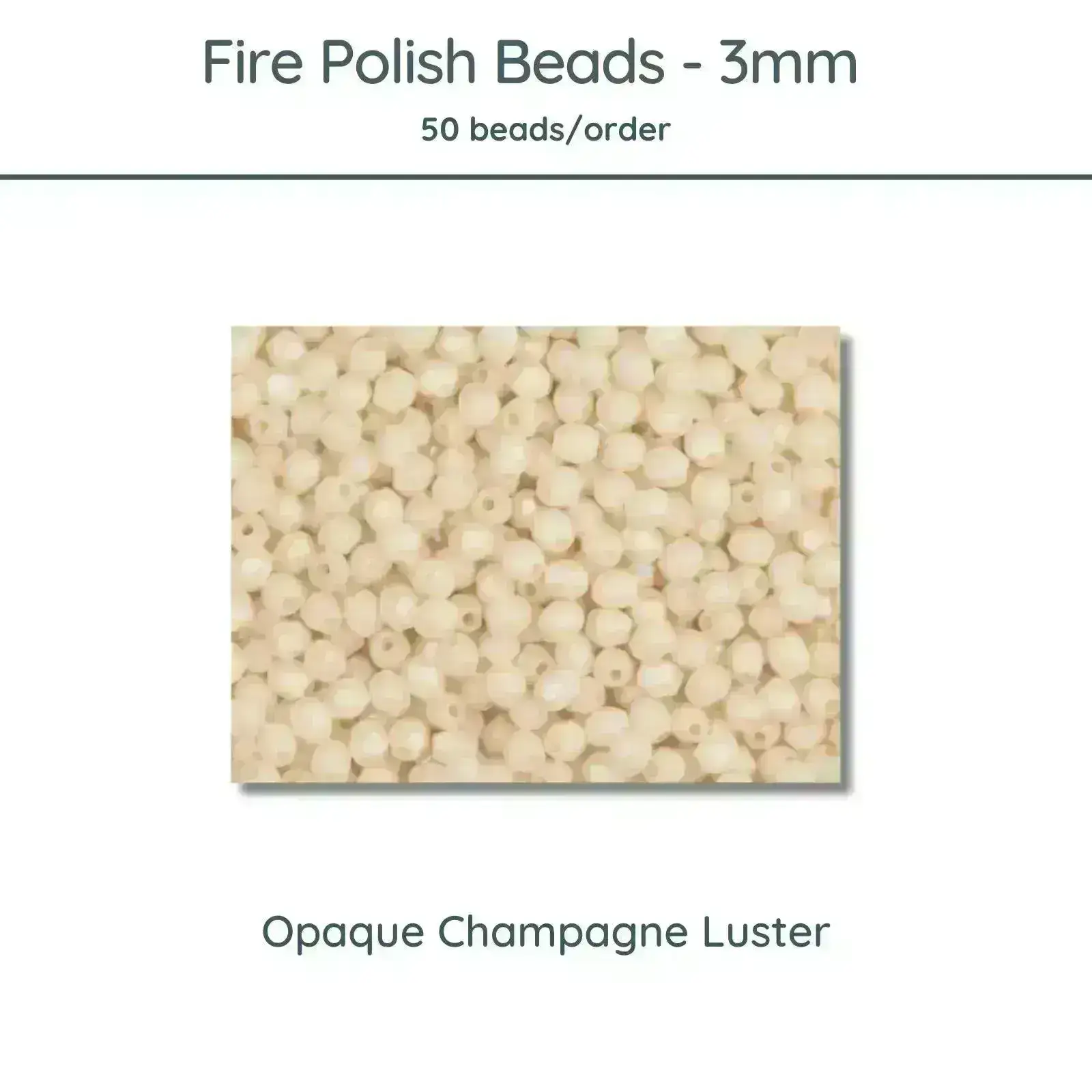 Fire Polish Beads, 3mm, Opaque Champagne Luster, 50 pieces