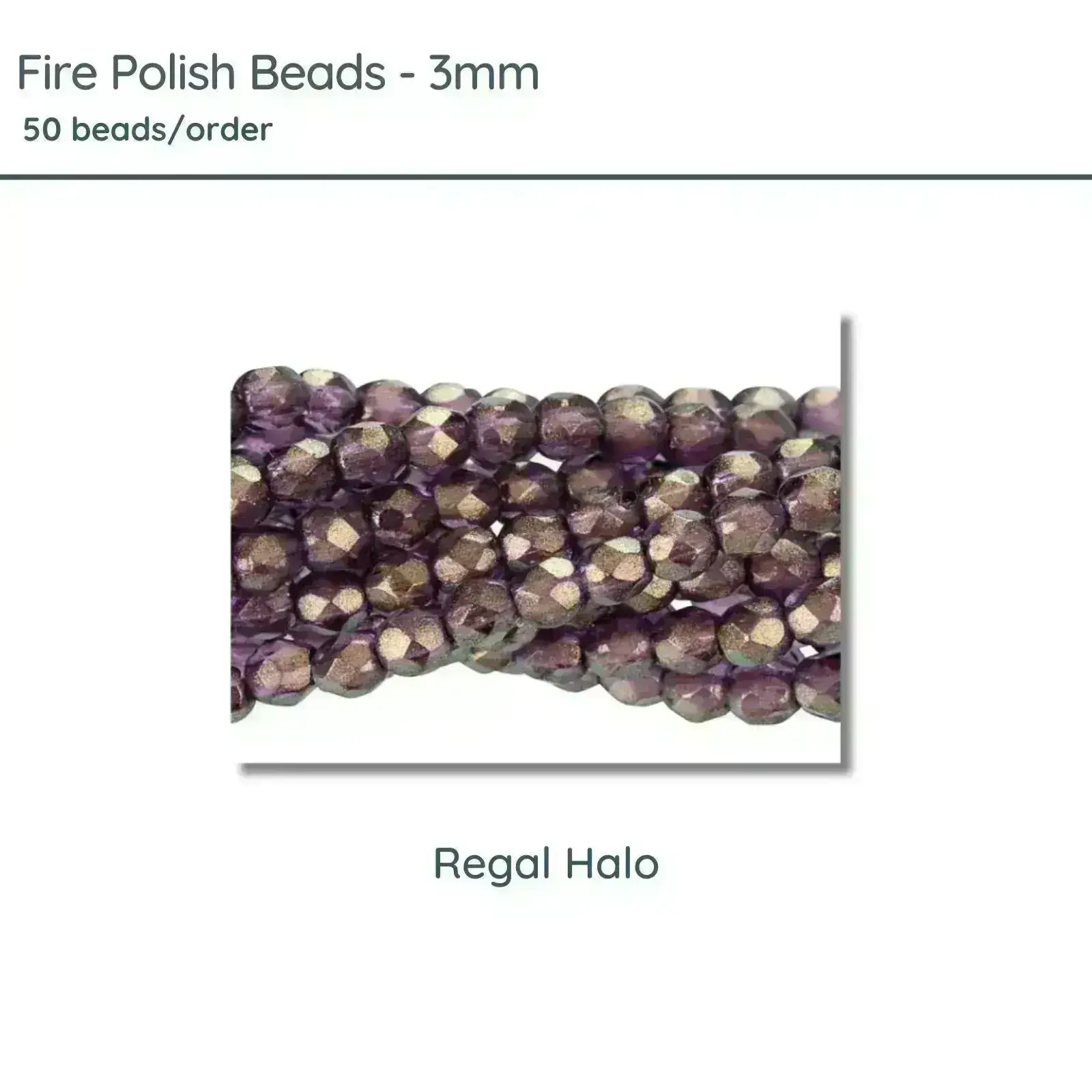 Fire Polish Beads, 3mm, Regal Halo, 50 pieces