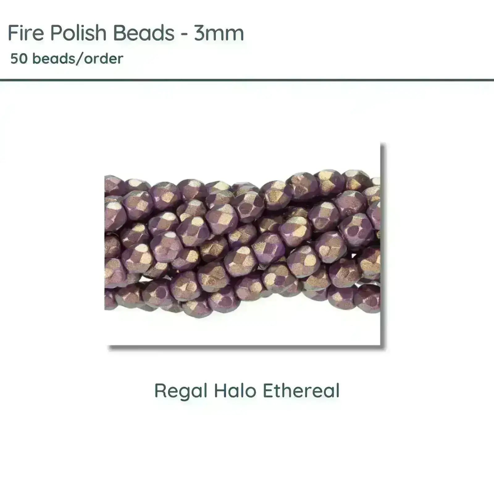 Fire Polish Beads, 3mm, Regal Halo Ethereal, 50 pieces