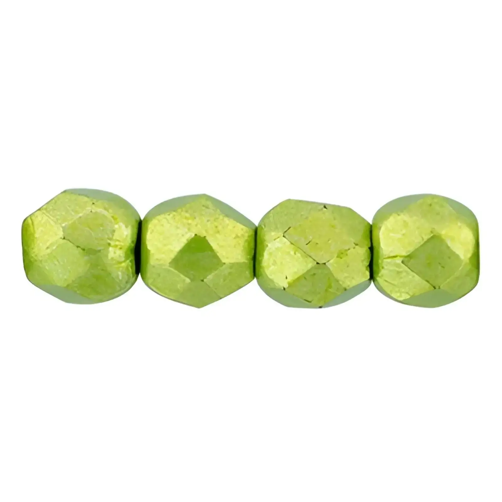 Fire Polish Beads, 3mm, Saturated Metallic Lime Punch, 50 pieces