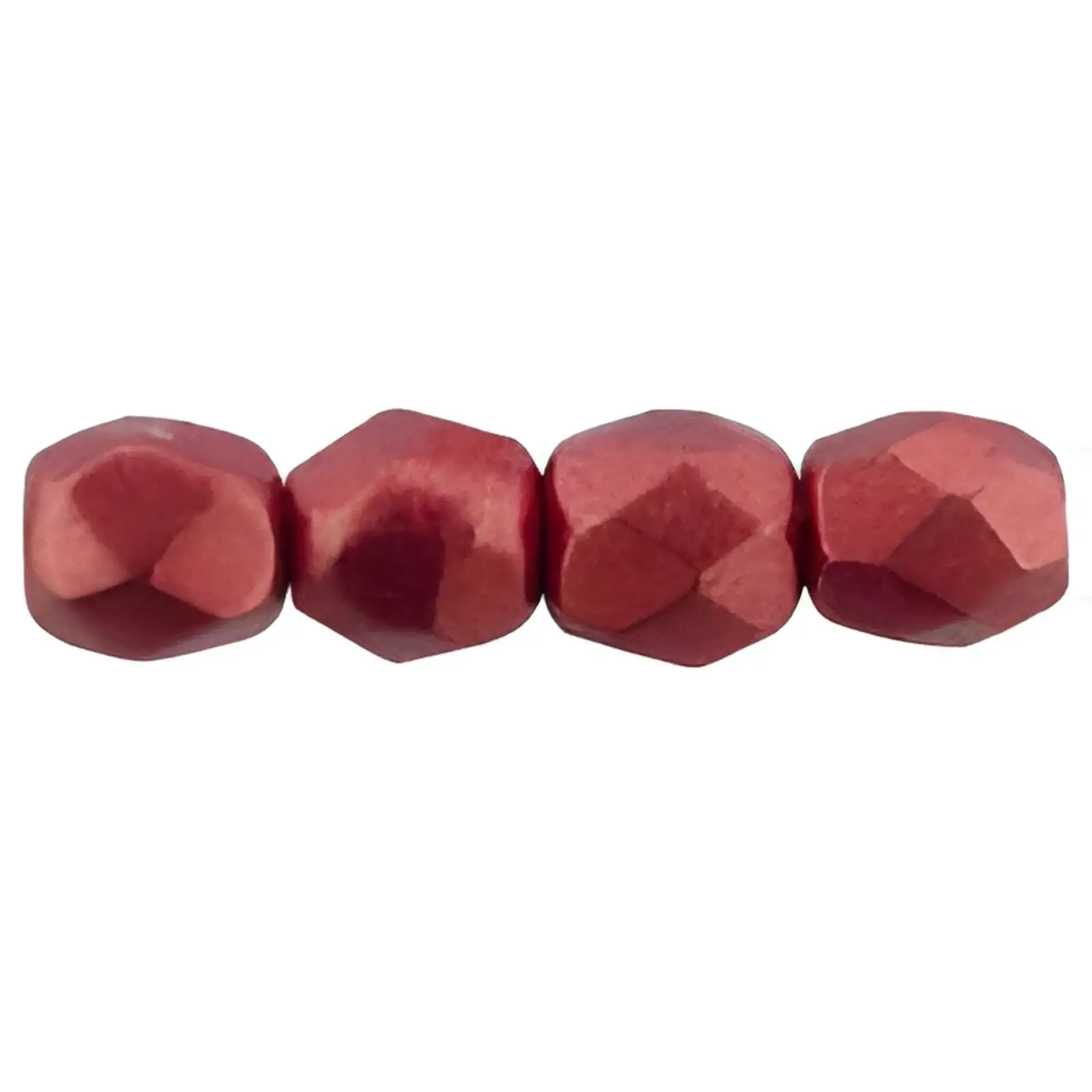 Fire Polish Beads, 3mm, Sueded Gold Samba Red, 50 pieces