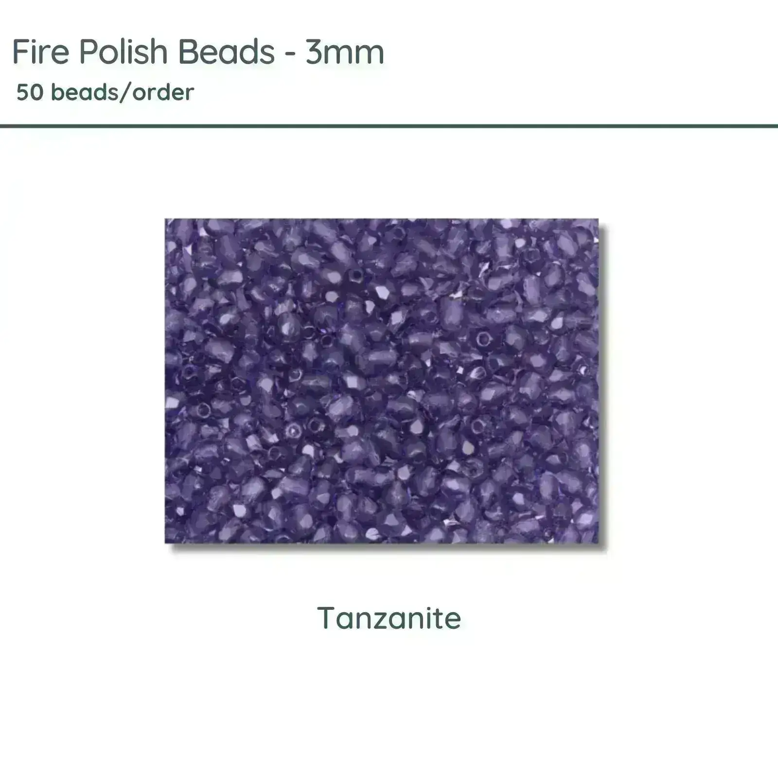 Fire Polish Beads, 3mm, Tanzanite, 50 pieces