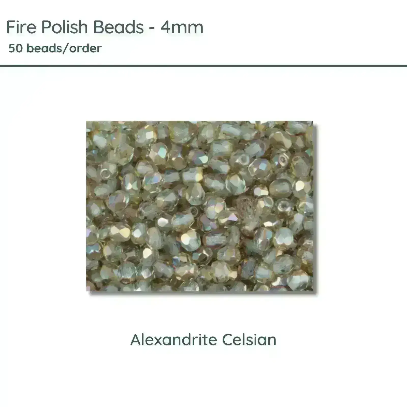 Fire Polish Beads, 4mm, Alexandrite Celsian, 50 pieces
