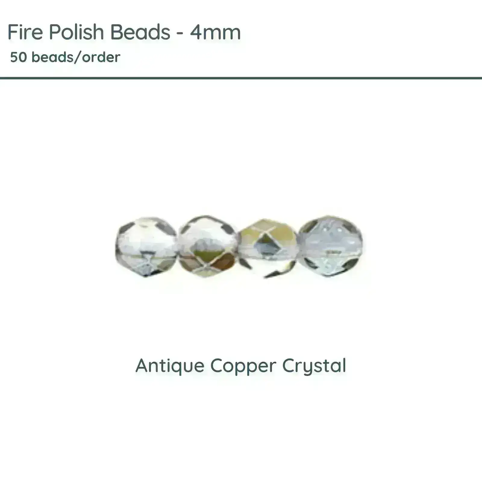 Fire Polish Beads, 4mm, Antique Copper Crystal, 50 pieces