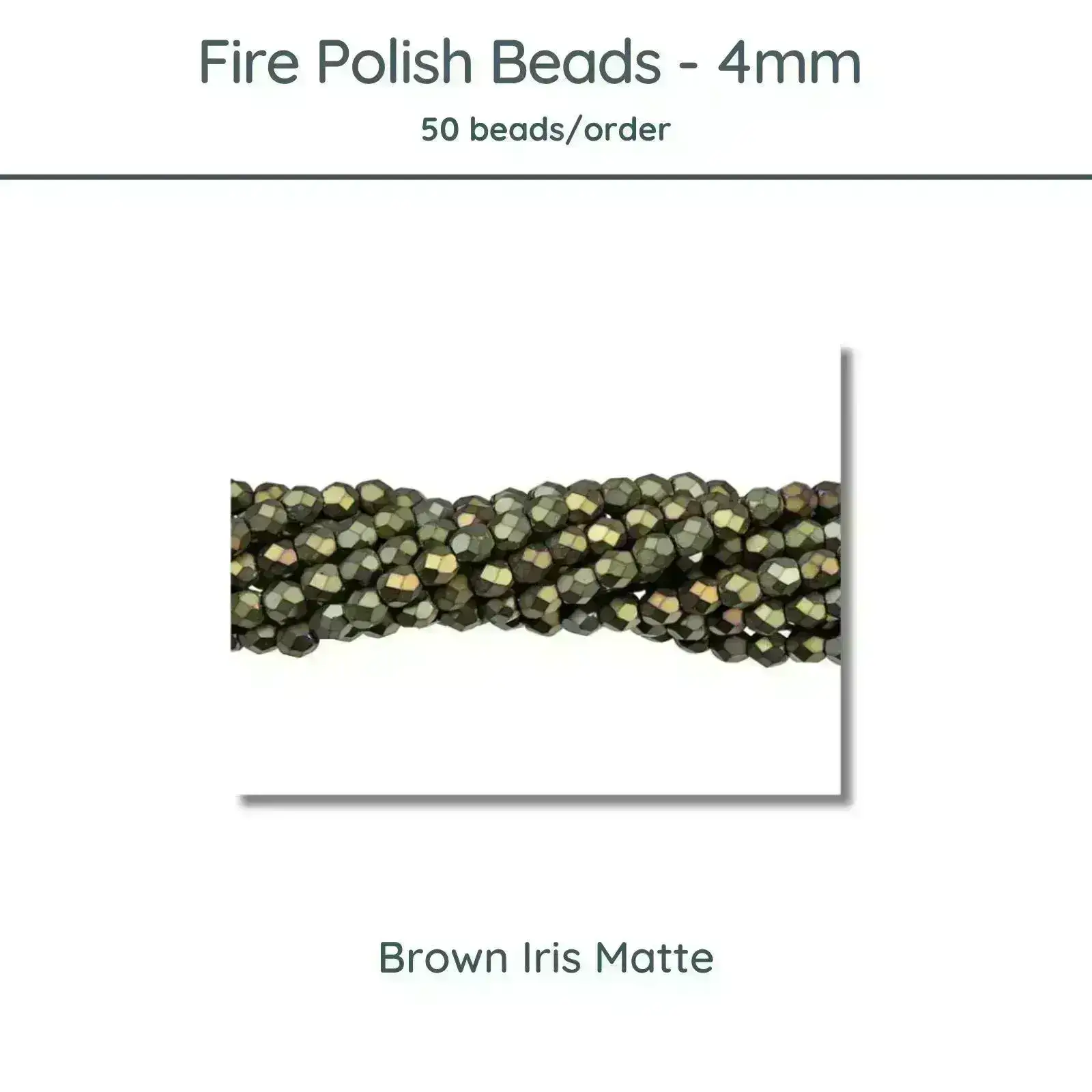 Fire Polish Beads, 4mm,Brown Iris Matte, 50 pieces