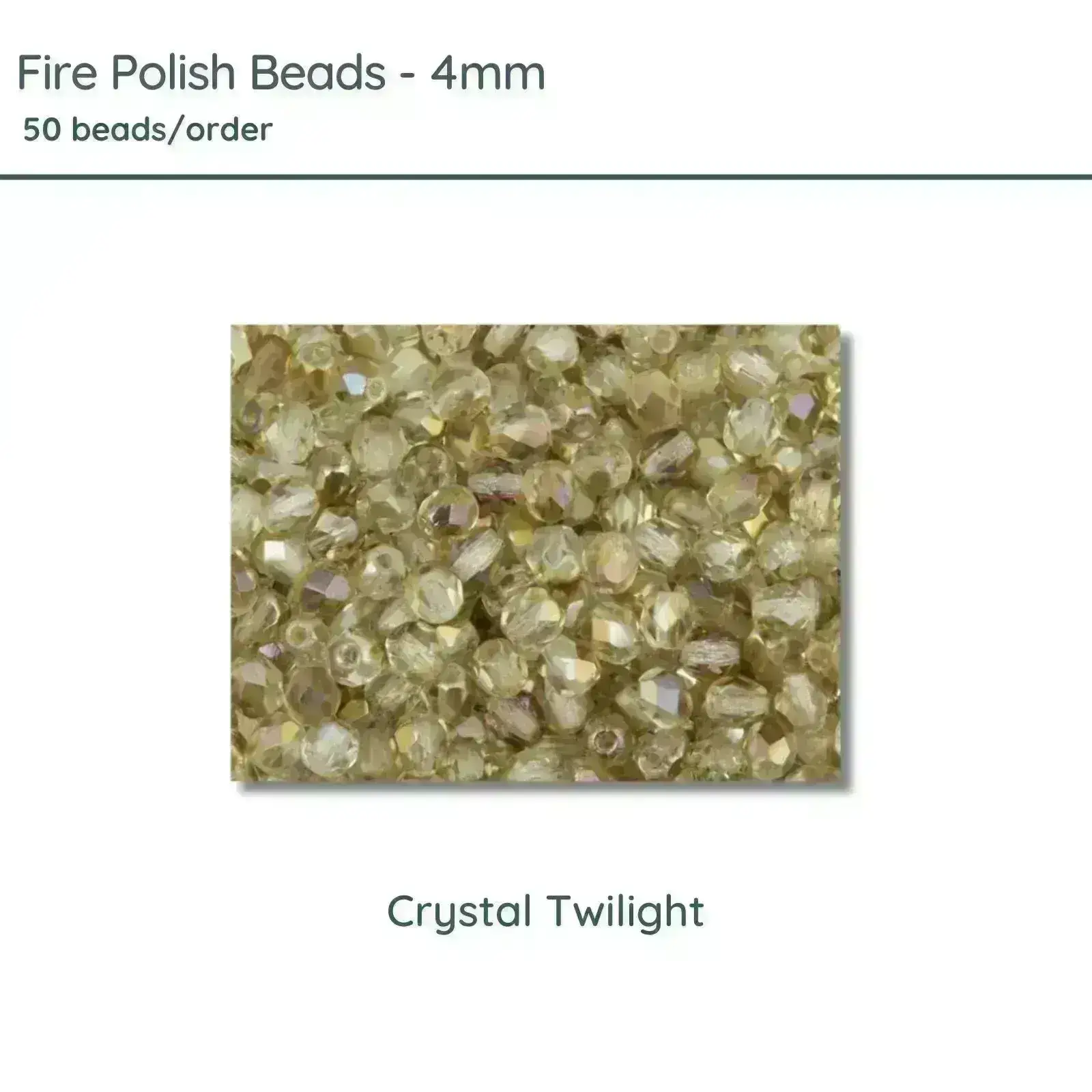 Fire Polish Beads, 4mm, Crystal Twilight, 50 pieces