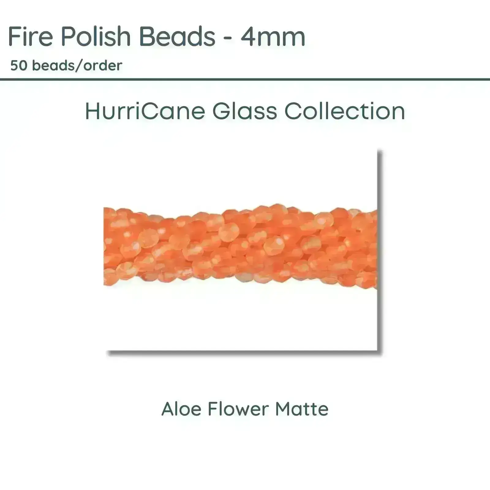 Fire Polish Beads, 4mm, HurriCane Glass Aloe Flower Matte, 50 pieces
