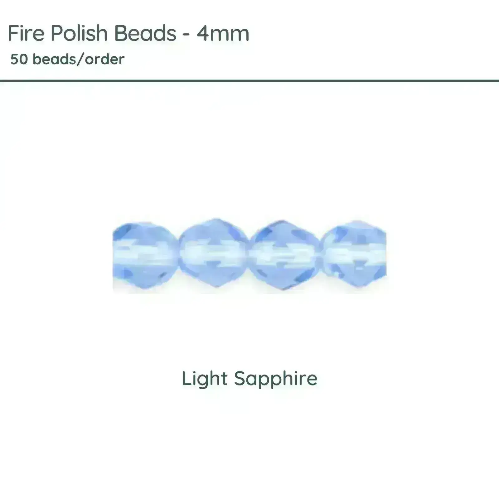 Fire Polish Beads, 4mm, Light Sapphire, 50 pieces