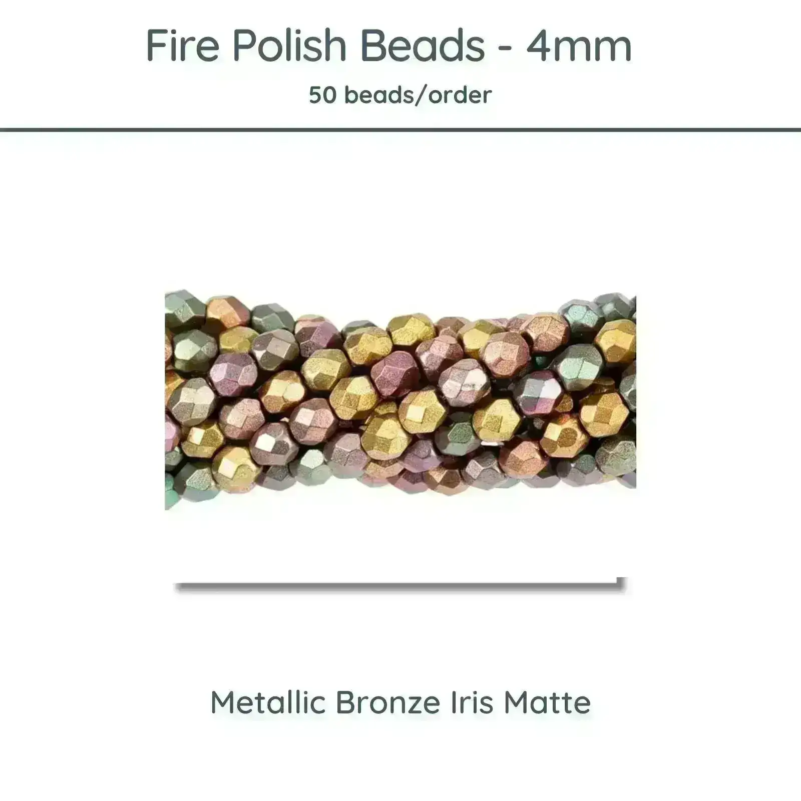 Fire Polish Beads, 4mm, Metallic Bronze Iris Matte, 50 pieces