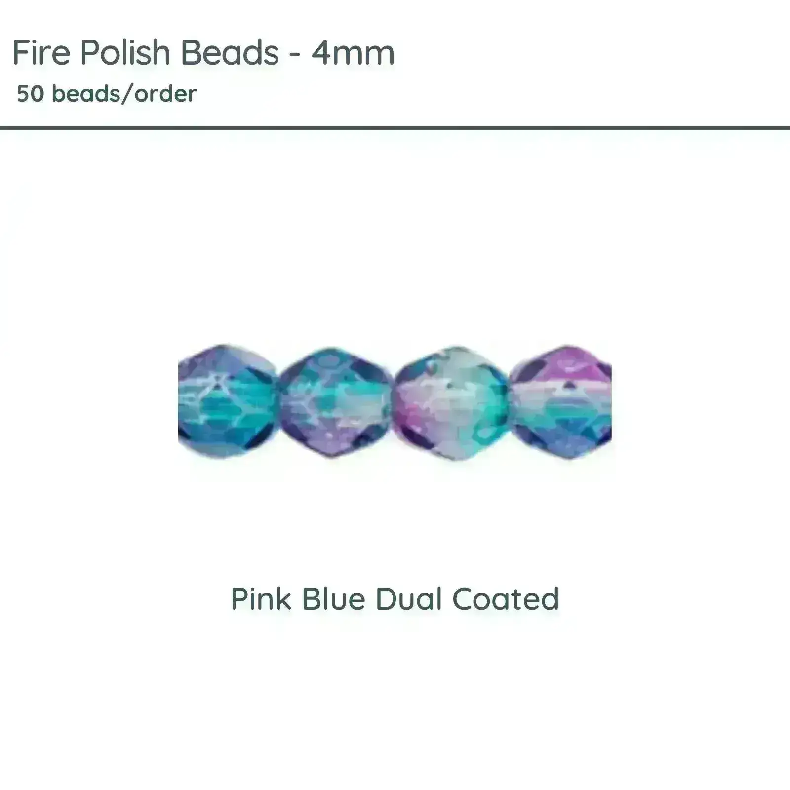 Fire Polish Beads, 4mm, Pink Blue Dual Coated, 50 pieces