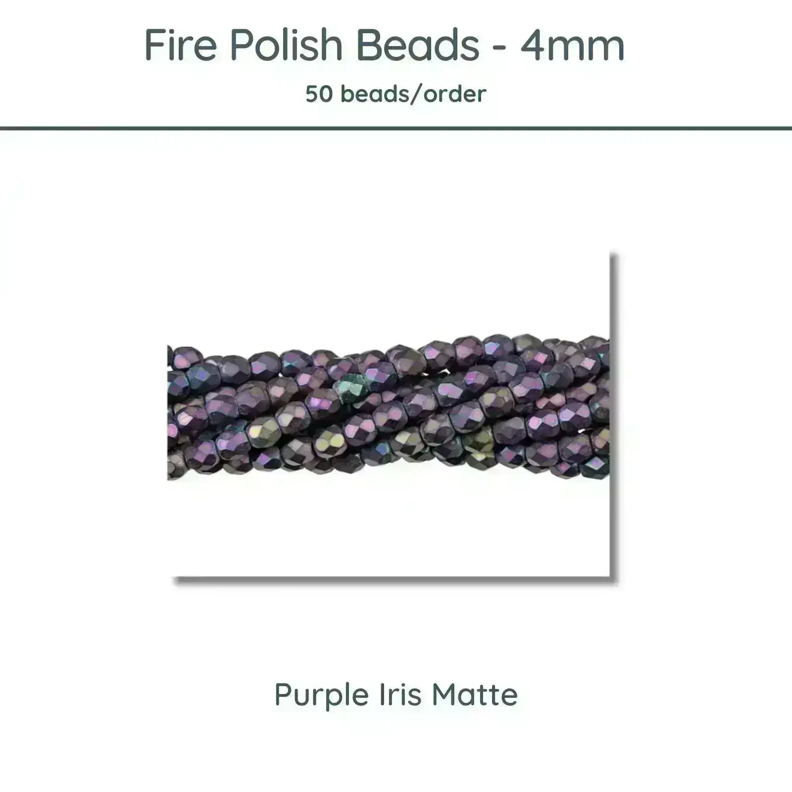 Fire Polish Beads, 4mm, Purple Iris Matte, 50 pieces