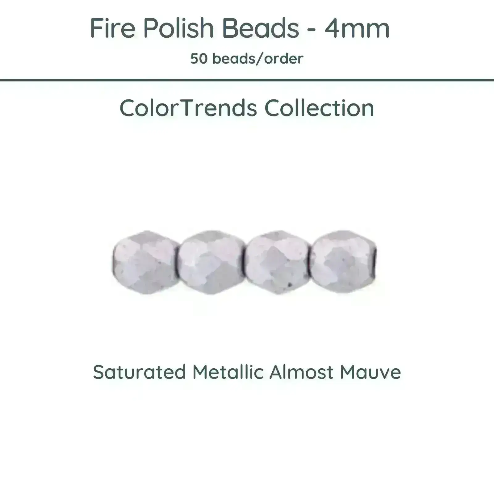 Fire Polish Beads, 4mm, Saturated Metallic Almost Mauve, 50 pieces