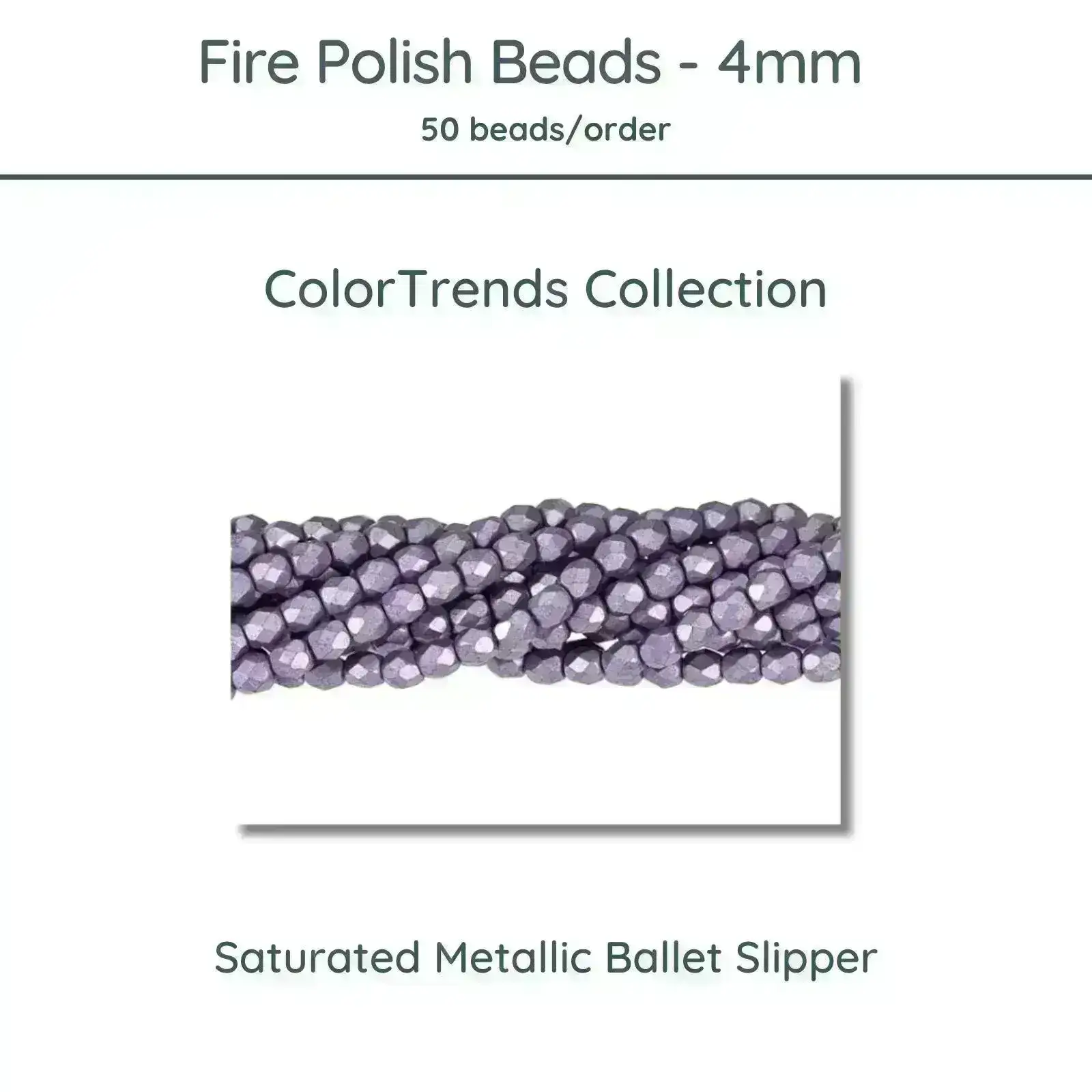 Fire Polish Beads, 4mm, Saturated Metallic Ballet Slipper, 50 pieces