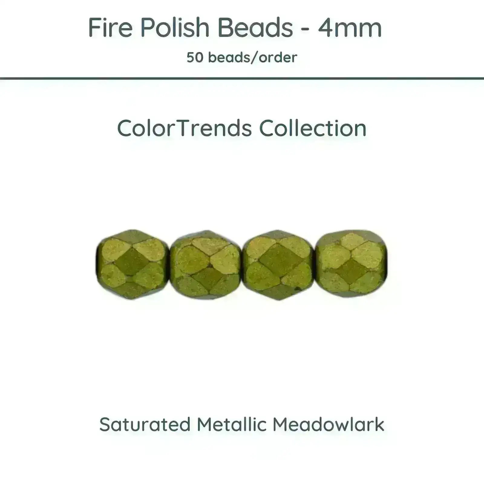 Fire Polish Beads, 4mm, Saturated Metallic Meadowlark, 50 pieces