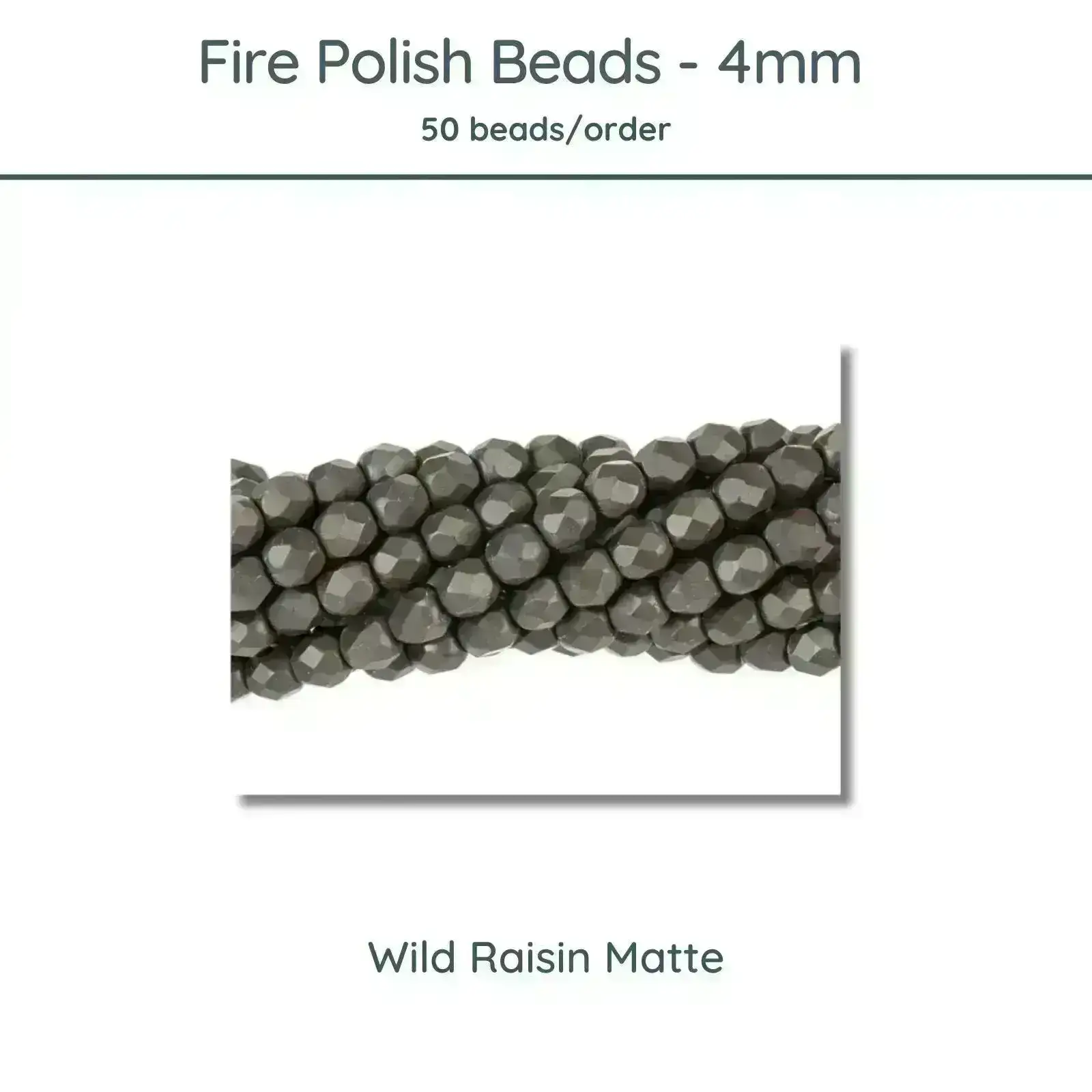 Fire Polish Beads, 4mm, Wild Raisin Matte, 50 pieces