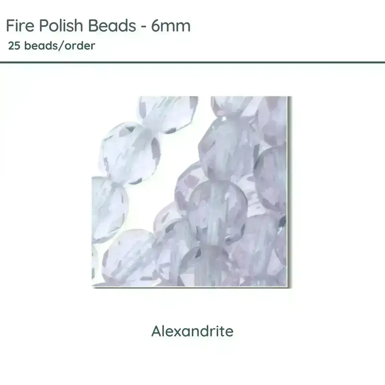 Fire Polish Beads, 6mm, Alexandrite, 25 pieces