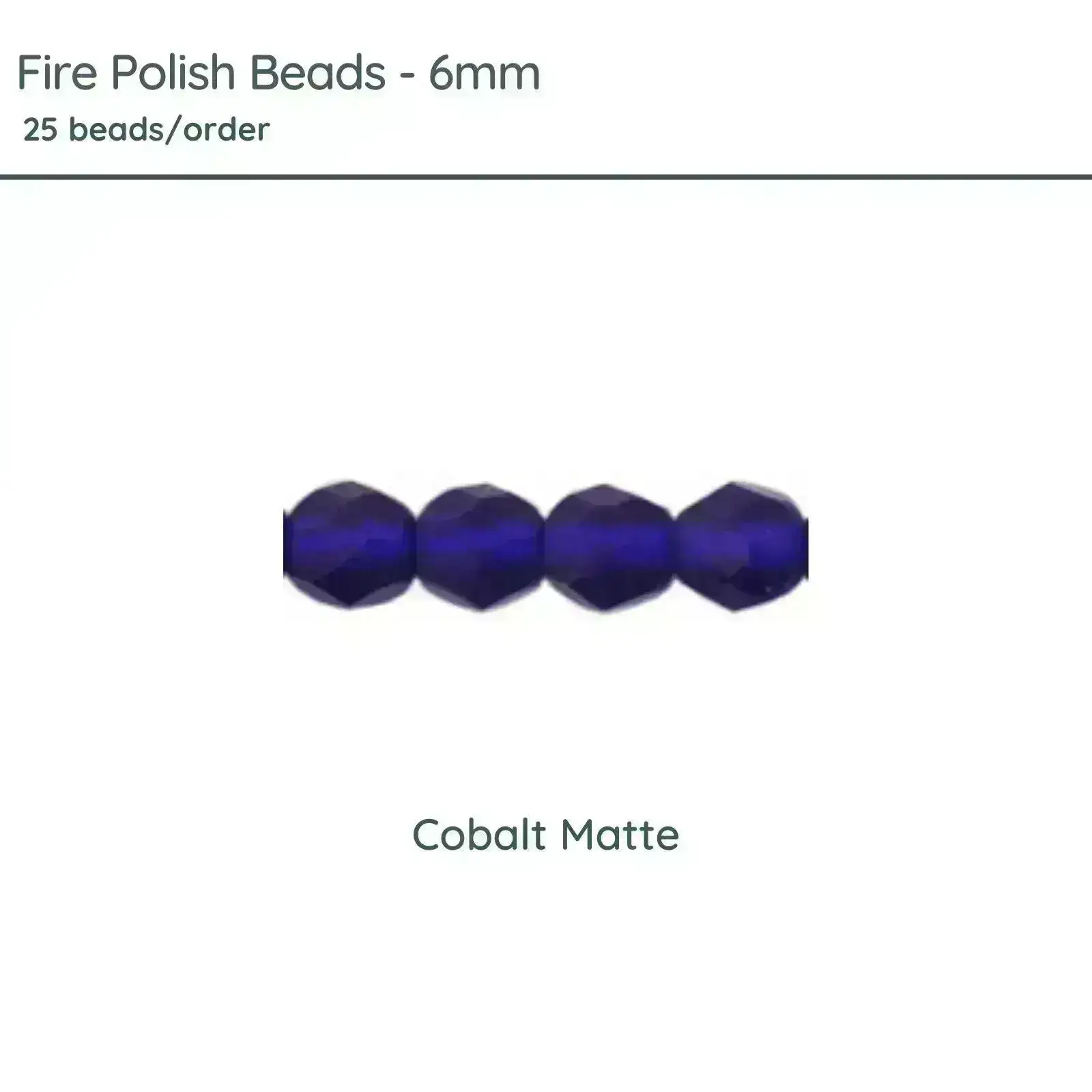 Fire Polish Beads, 6mm, Cobalt Matte, 25 pieces