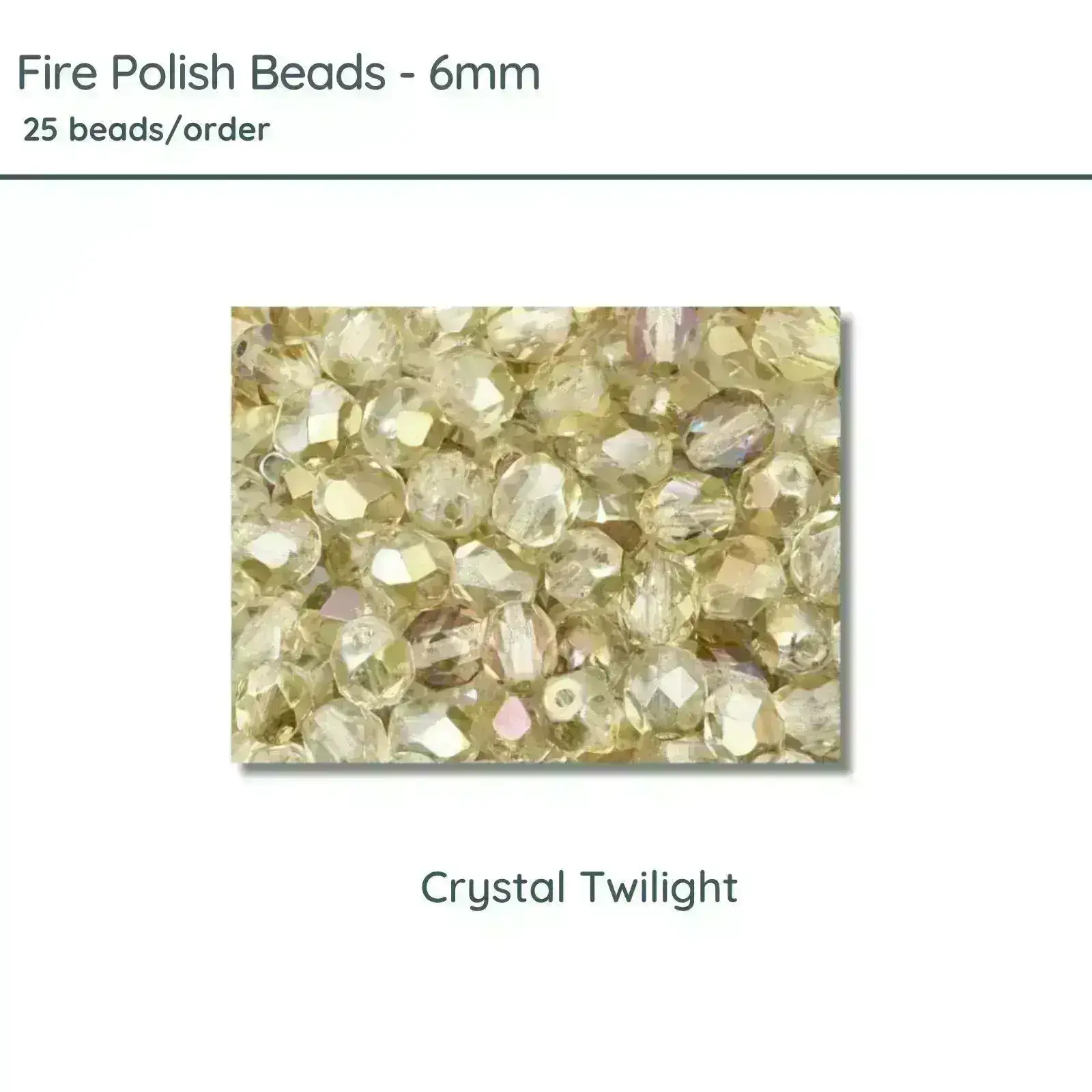 Fire Polish Beads, 6mm, Crystal Twilight, 25 pieces