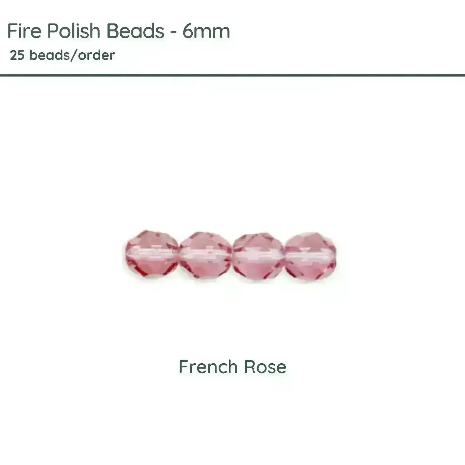 Fire Polish Beads, 6mm, French Rose, 25 pieces