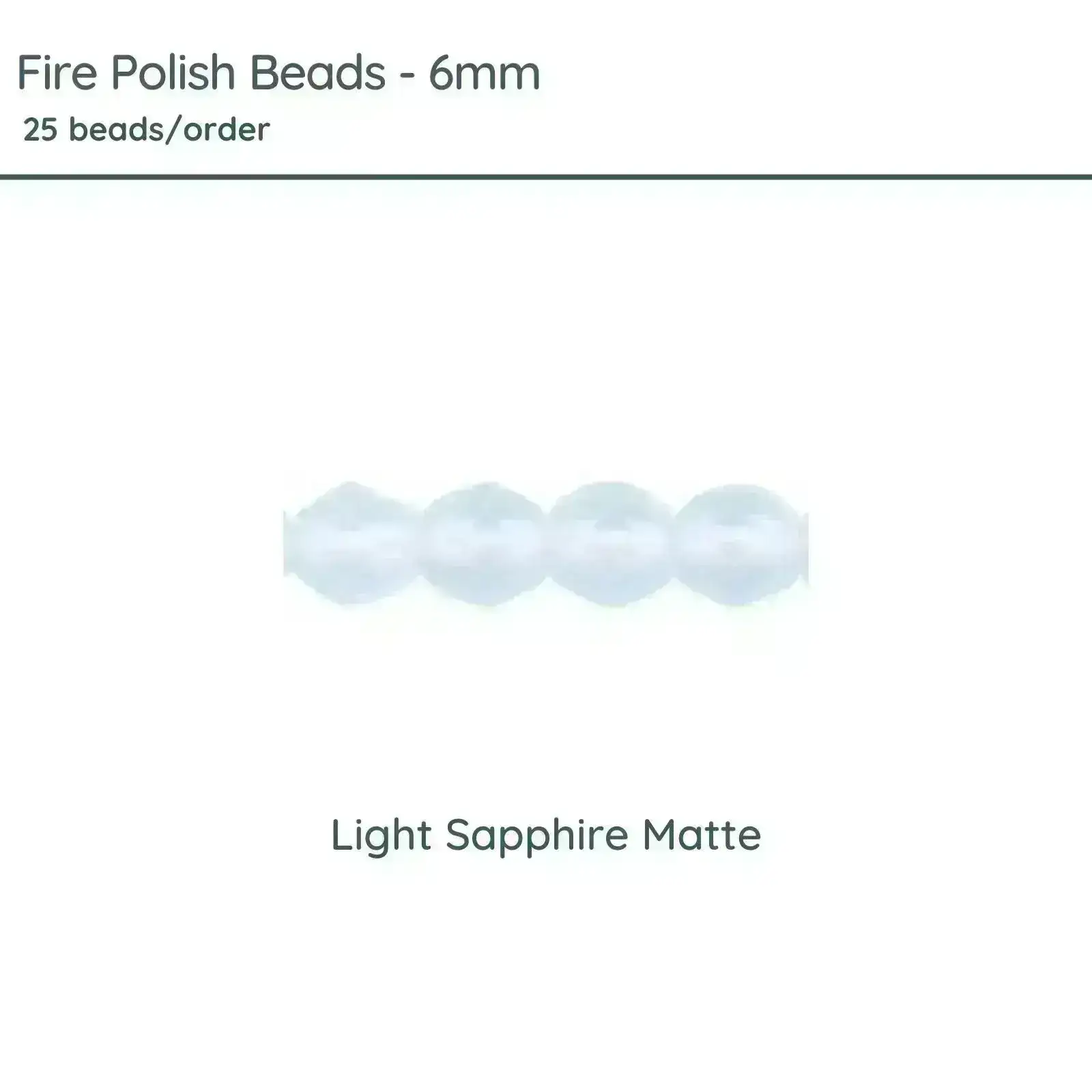 Fire Polish Beads, 6mm, Lt Sapphire Matte, 25 pieces