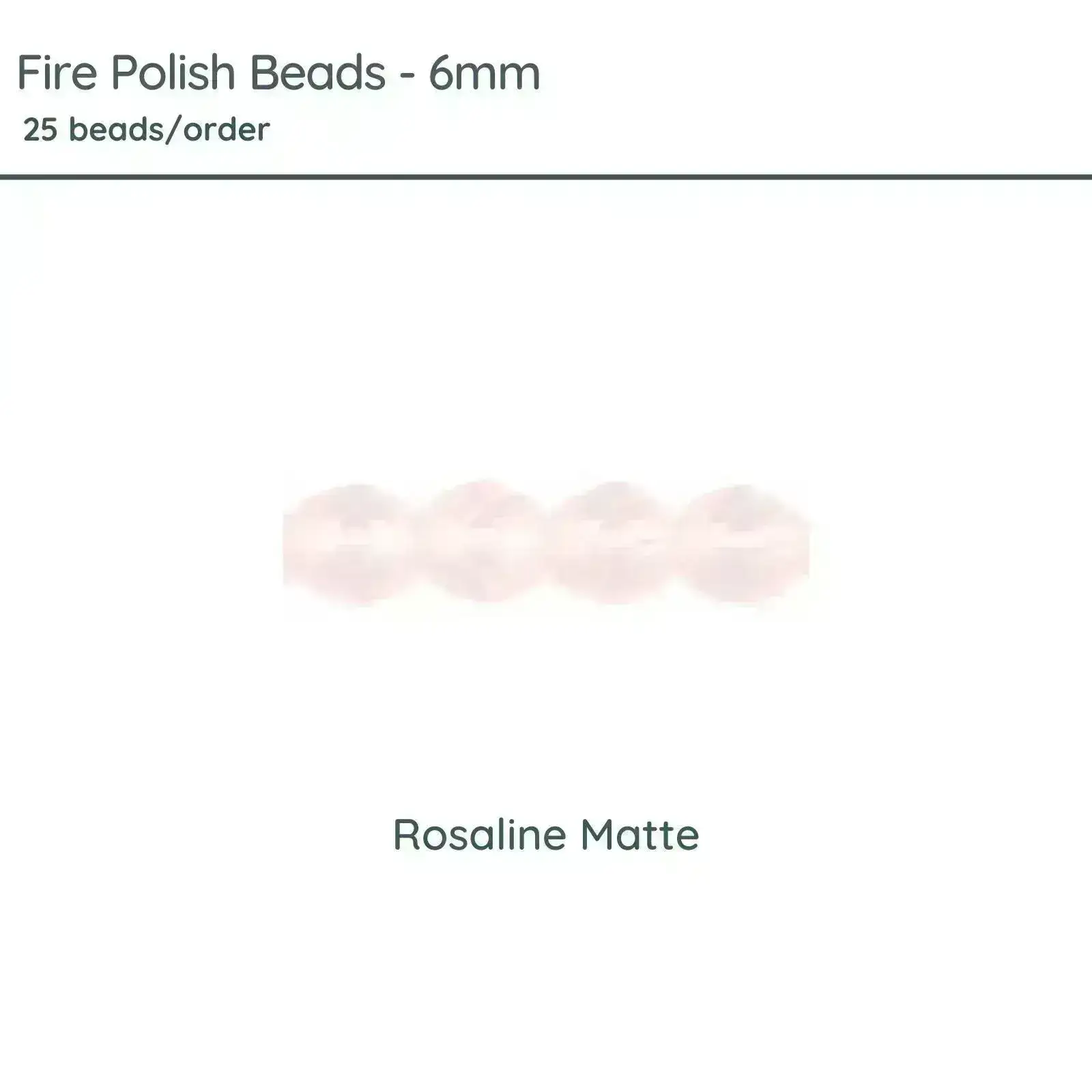 Fire Polish Beads, 6mm, Rosaline Matte, 25 pieces