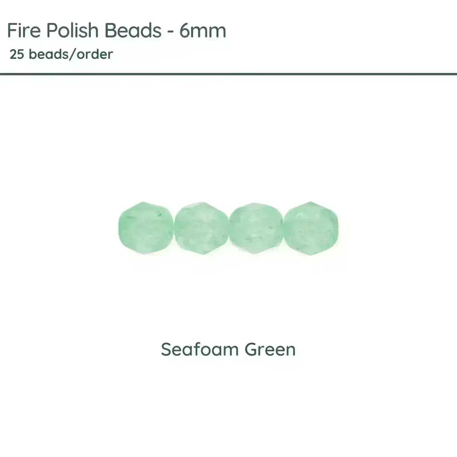 Fire Polish Beads, 6mm, Seafoam Green, 25 pieces
