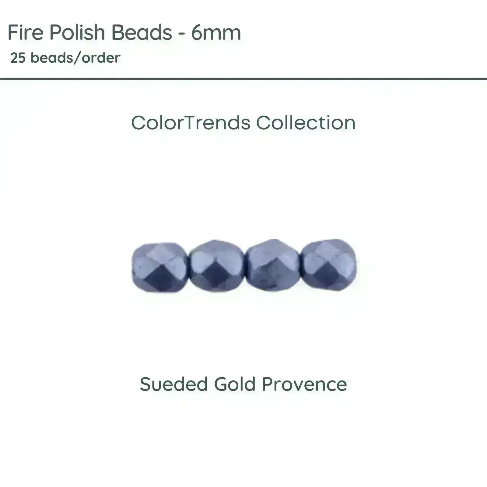Fire Polish Beads, 6mm, Sueded Gold Provence