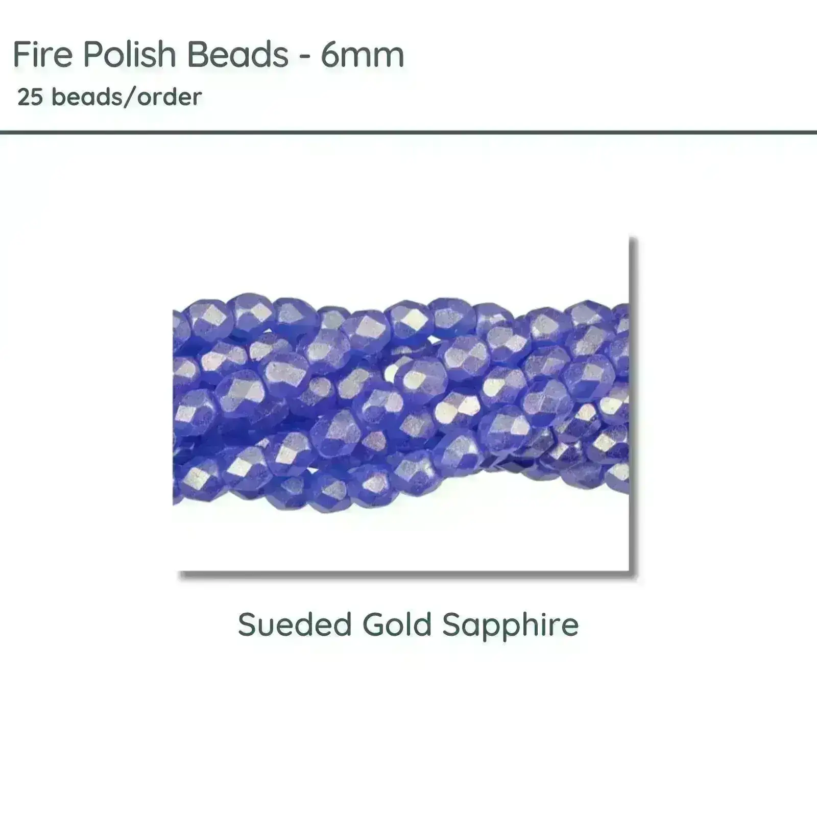 Fire Polish Beads, 6mm, Sueded Gold Sapphire, 25 pieces